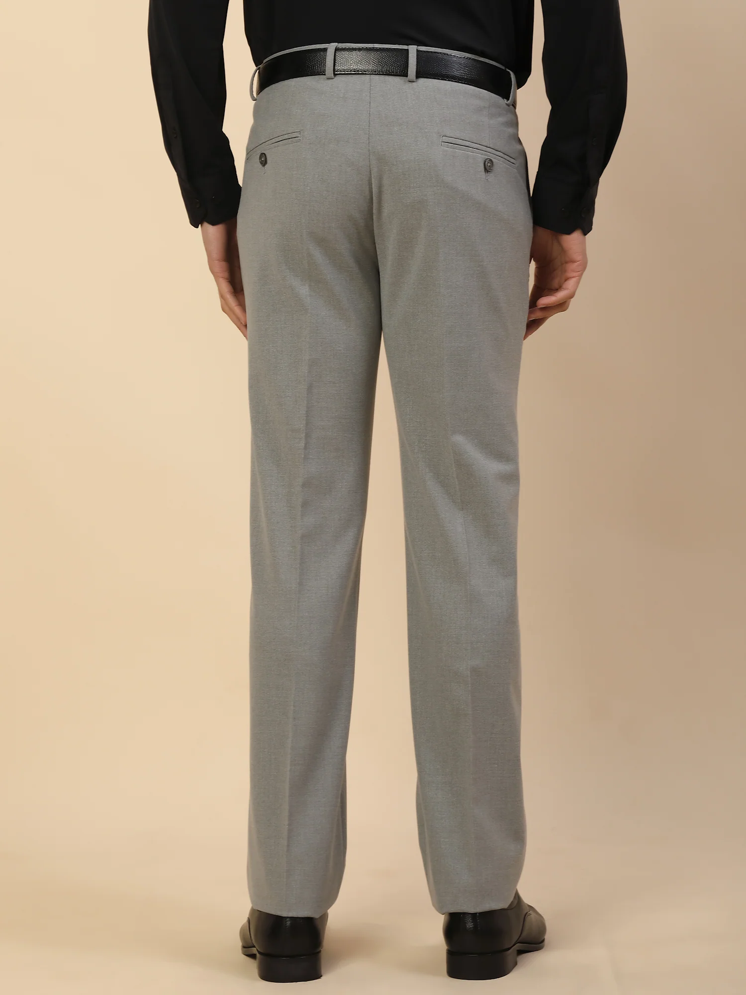 Formal Trouser for Men | Breathable & Soft with Color Fastness Regular Fit Poly Viscose Fabric Solid Pattern Hook & Bar Closure - Image 4