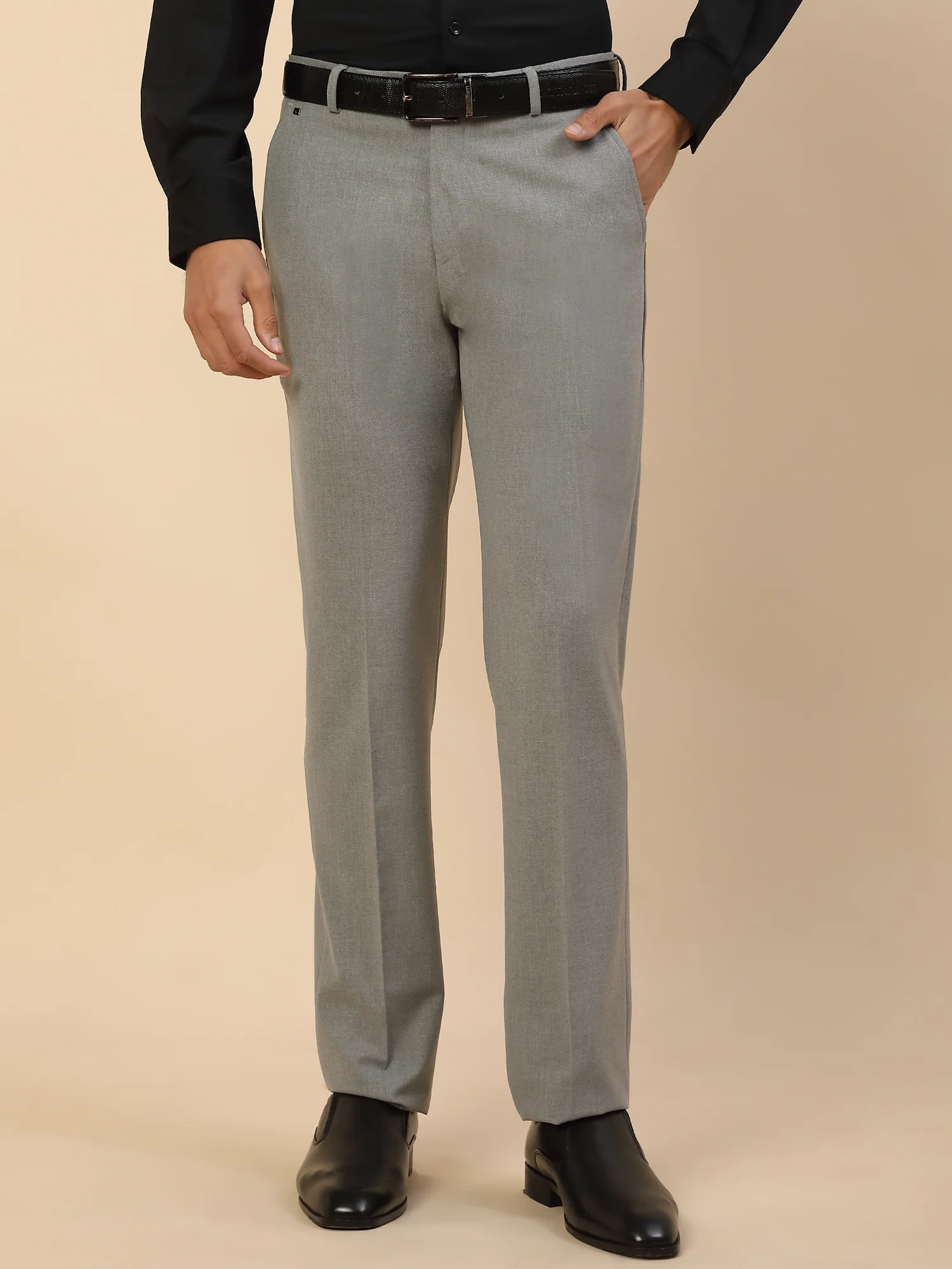 Formal Trouser for Men | Breathable & Soft with Color Fastness Regular Fit Poly Viscose Fabric Solid Pattern Hook & Bar Closure - Image 5