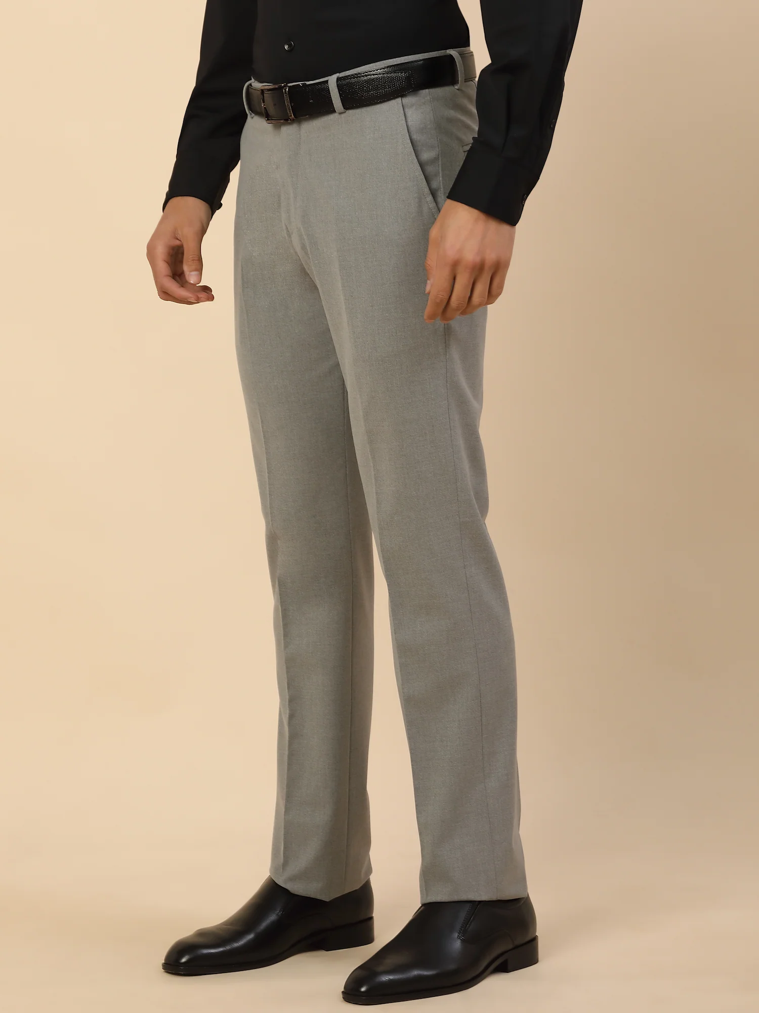 Formal Trouser for Men | Breathable & Soft with Color Fastness Regular Fit Poly Viscose Fabric Solid Pattern Hook & Bar Closure - Image 6