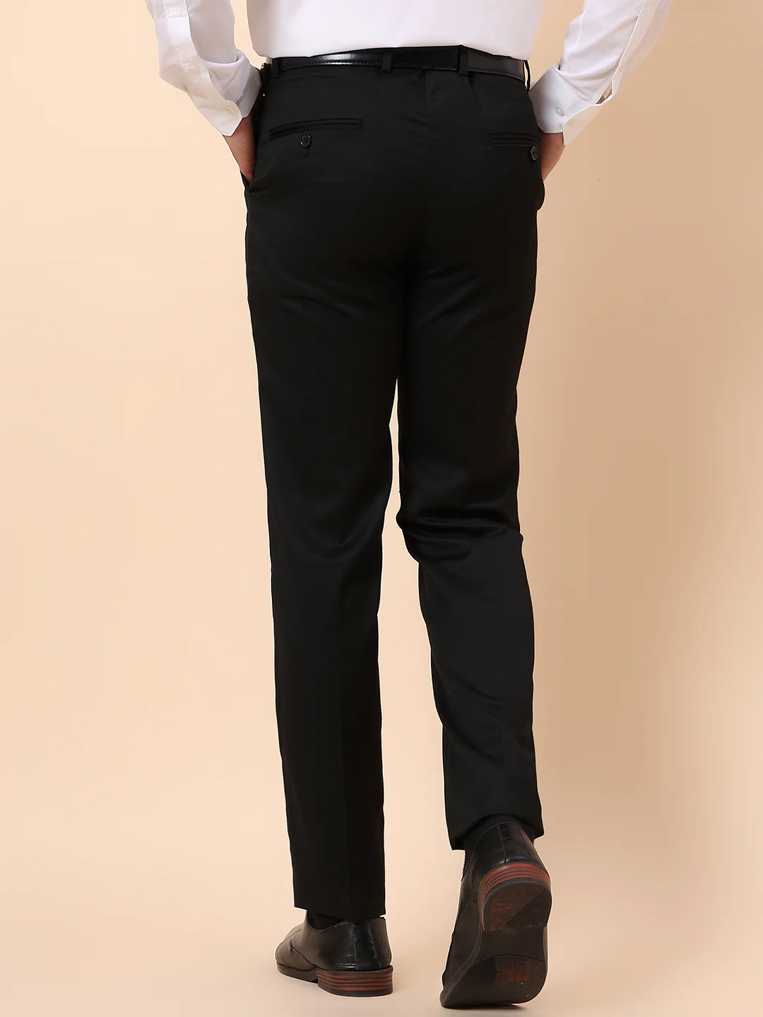 Formal Trouser for Men | Breathable & Soft with Color Fastness Regular Fit Poly Viscose Fabric Solid Pattern Hook & Bar Closure - Image 6