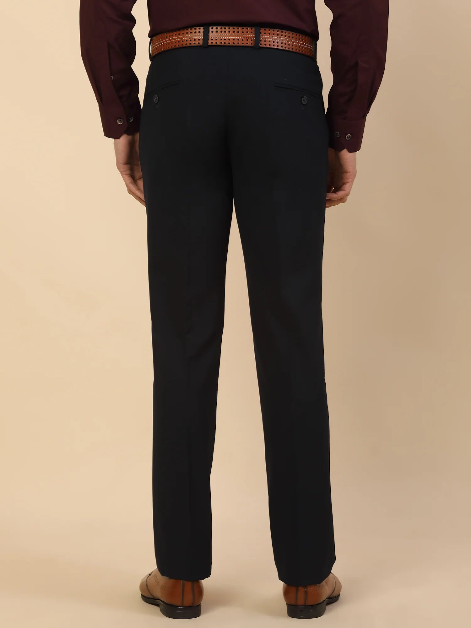 Formal Trouser for Men | Breathable & Soft with Color Fastness Regular Fit Poly Viscose Fabric Solid Pattern Hook & Bar Closure - Image 3