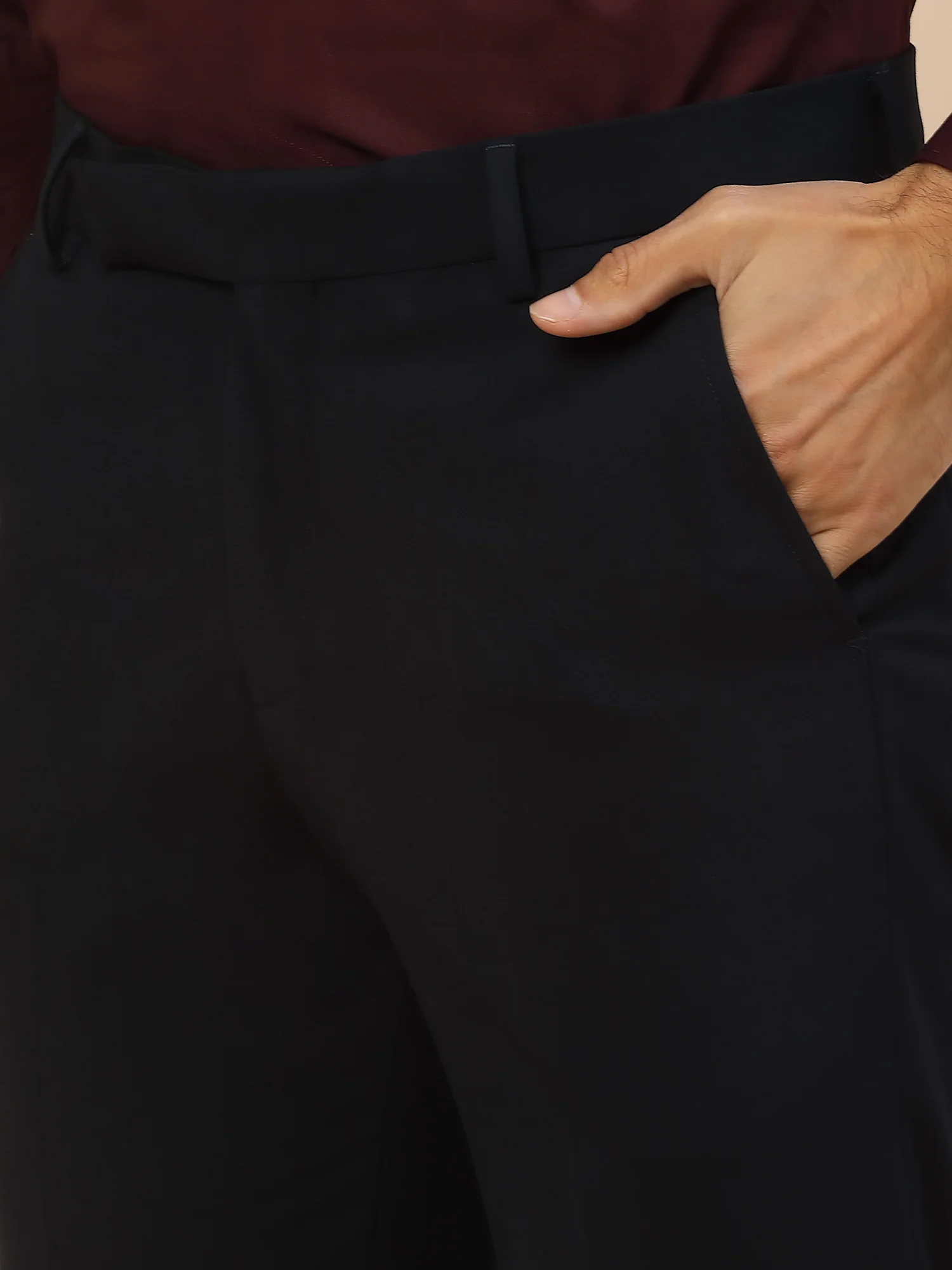 Formal Trouser for Men | Breathable & Soft with Color Fastness Regular Fit Poly Viscose Fabric Solid Pattern Hook & Bar Closure - Image 7