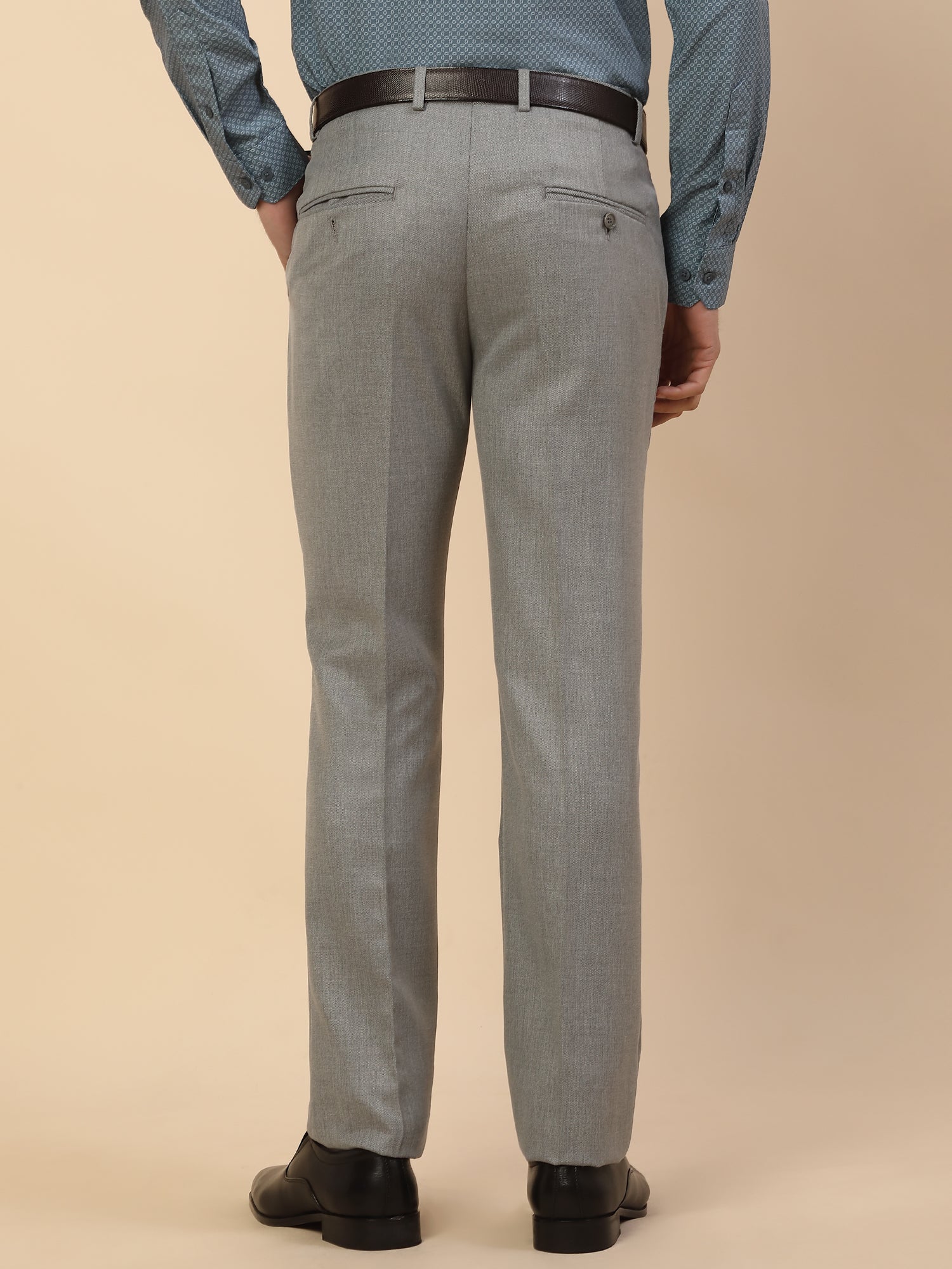 Formal Trouser for Men | Breathable & Soft with Color Fastness Regular Fit Polycotton Fabric Self Design Pattern Hook & Bar Closure - Image 2