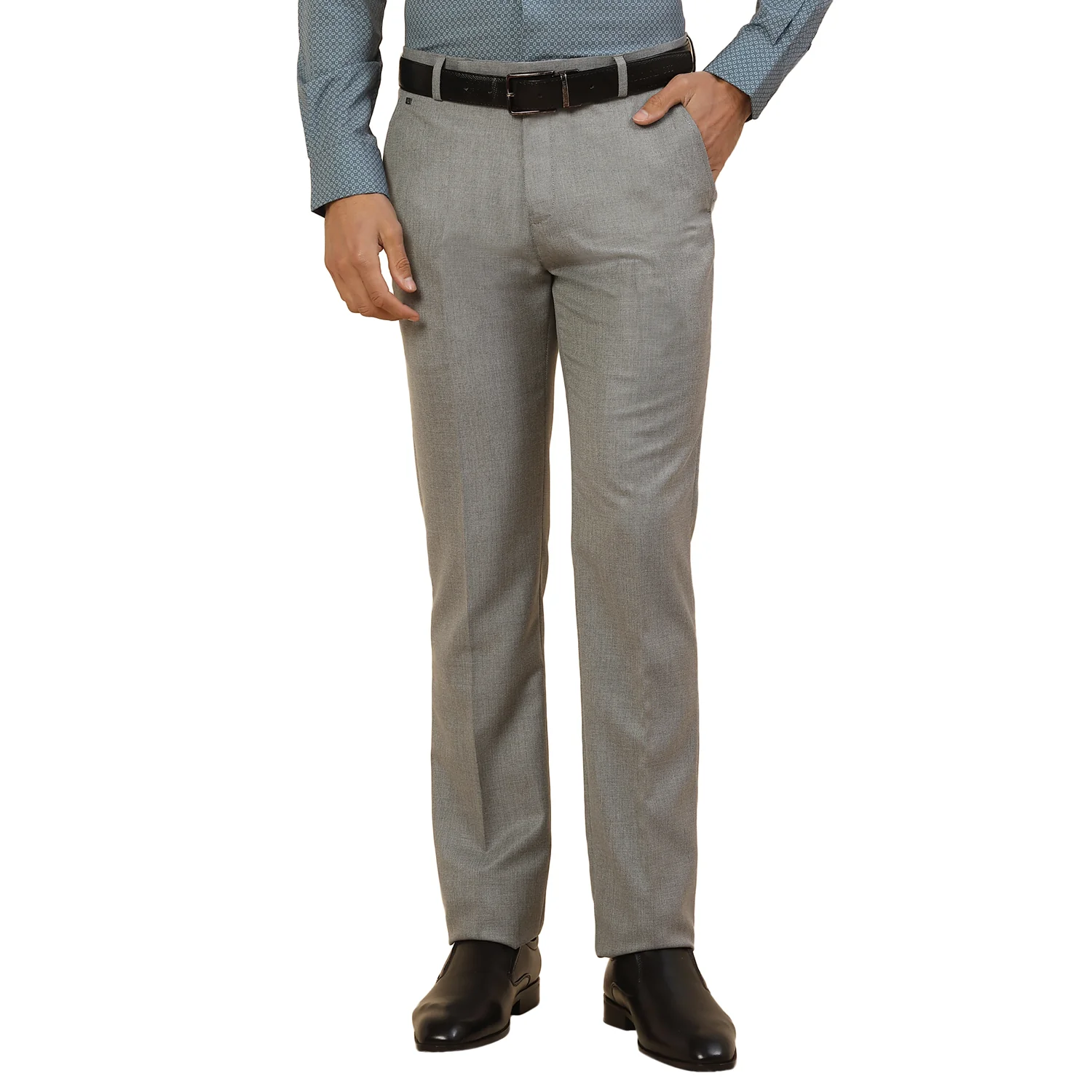 Formal Trouser for Men | Breathable & Soft with Color Fastness Regular Fit Polycotton Fabric Self Design Pattern Hook & Bar Closure - Image 6