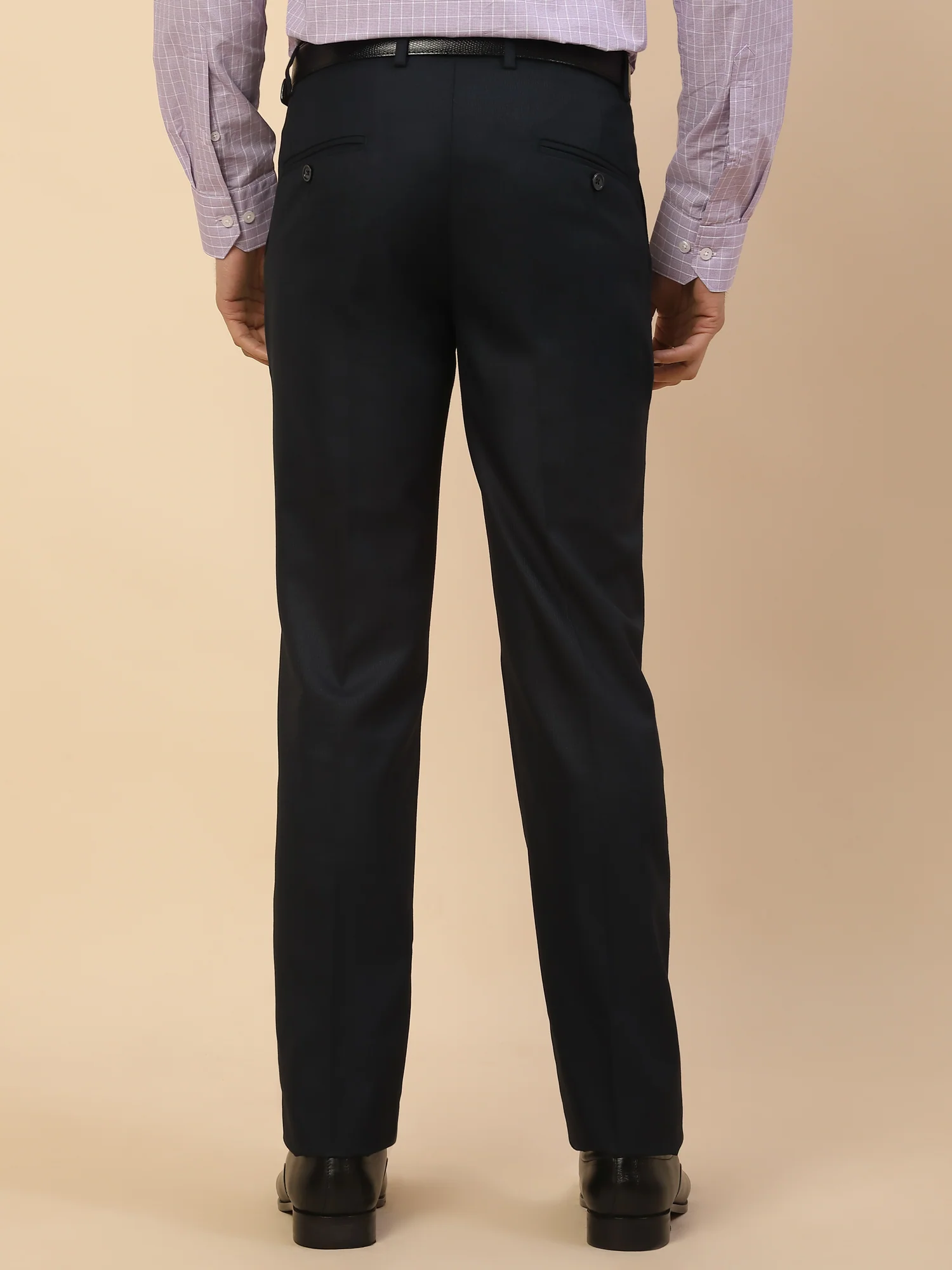 Formal Trouser for Men | Breathable & Soft with Color Fastness Regular Fit Polycotton Fabric Self Design Pattern Hook & Bar Closure - Image 2