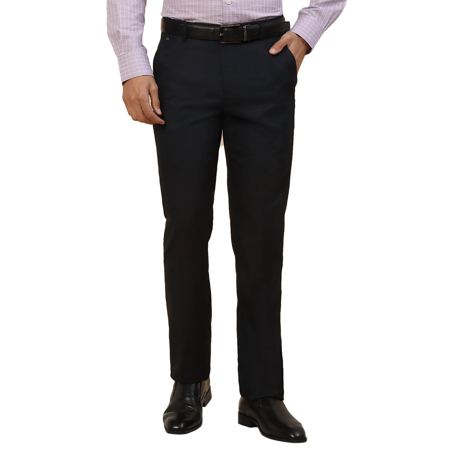 Formal Trouser for Men | Breathable & Soft with Color Fastness Regular Fit Polycotton Fabric Self Design Pattern Hook & Bar Closure - Image 6