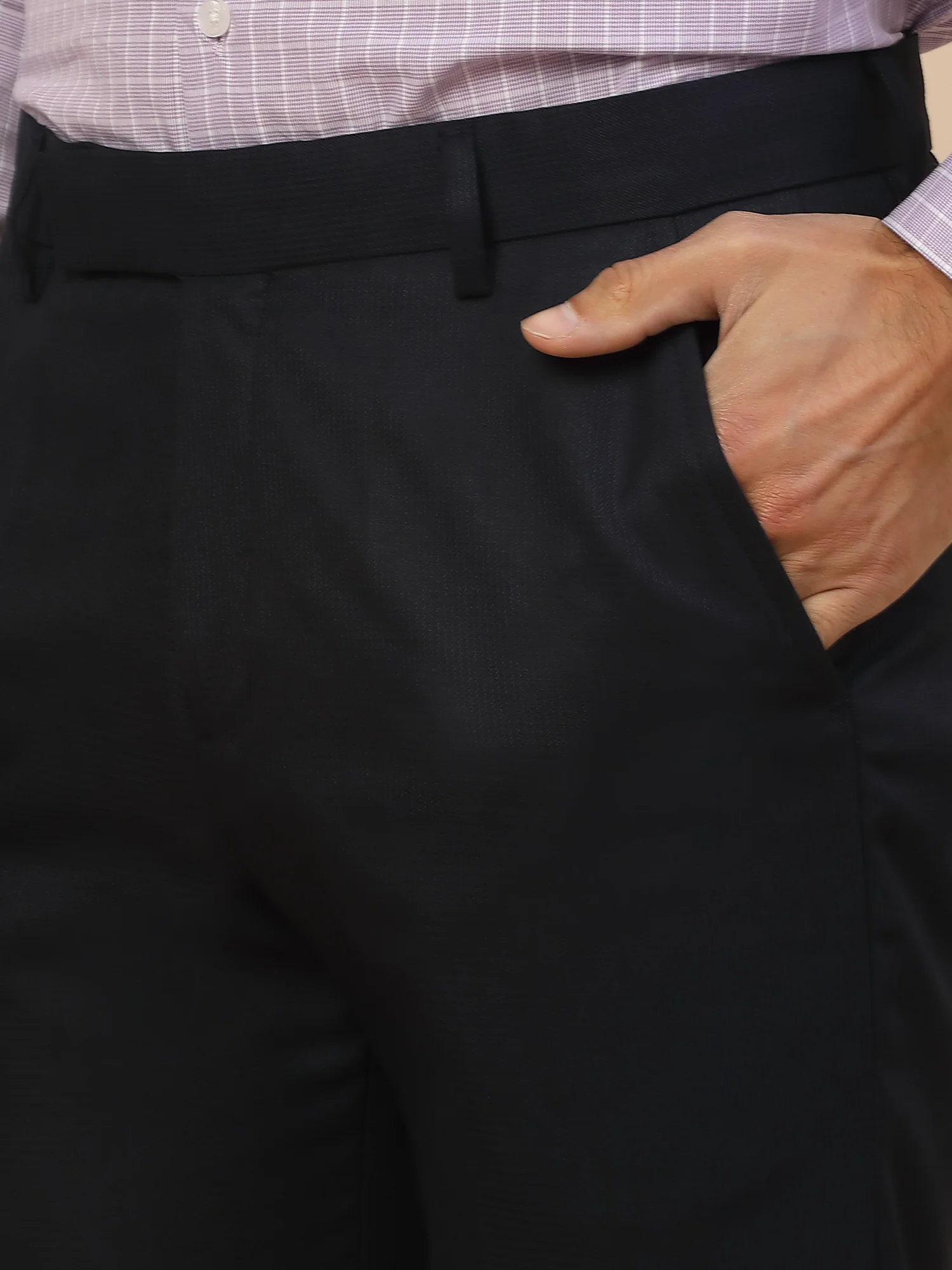 Formal Trouser for Men | Breathable & Soft with Color Fastness Regular Fit Polycotton Fabric Self Design Pattern Hook & Bar Closure - Image 7
