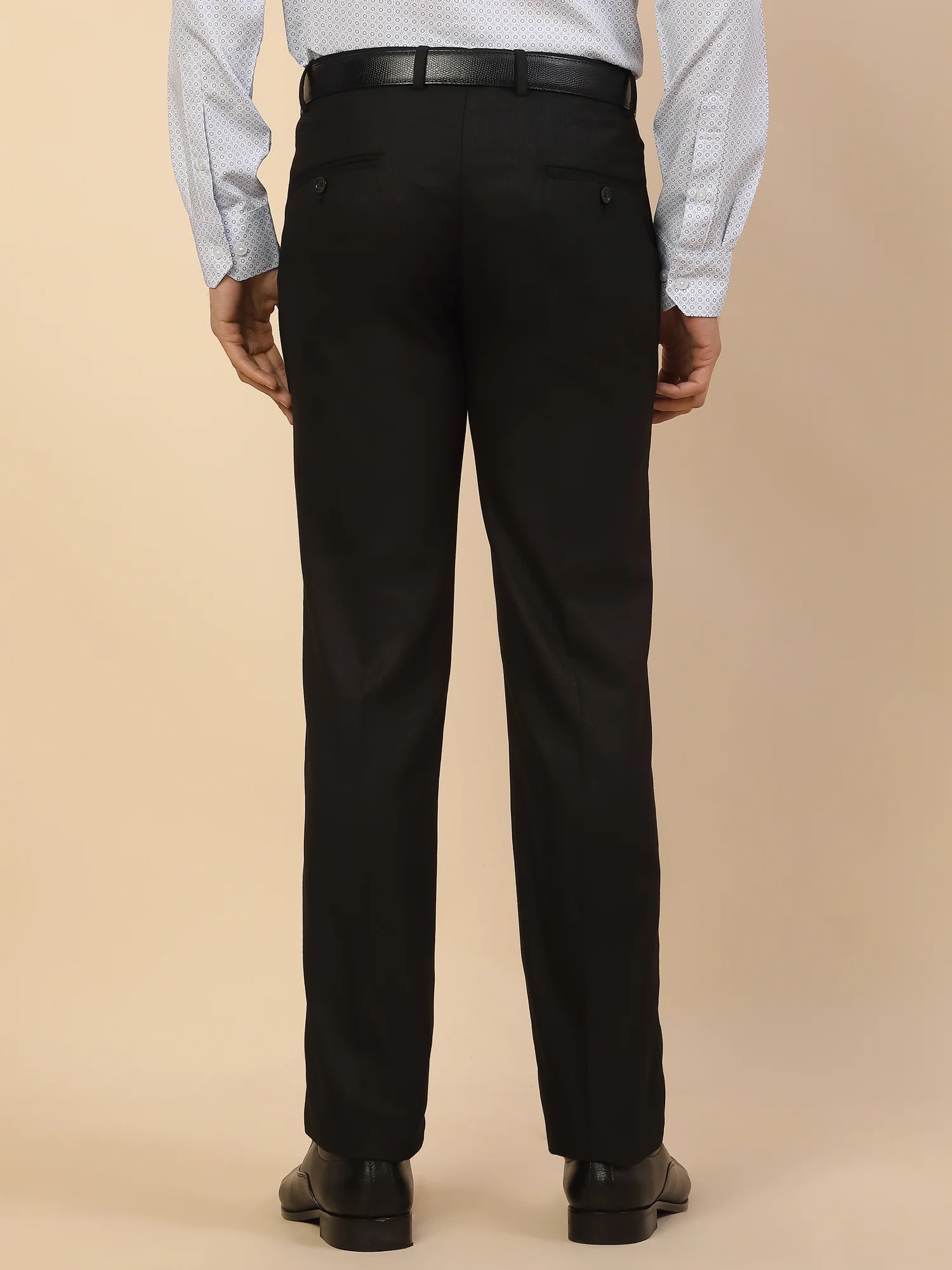 Formal Trouser for Men | Breathable & Soft with Color Fastness Regular Fit Polycotton Fabric Self Design Pattern Hook & Bar Closure - Image 2