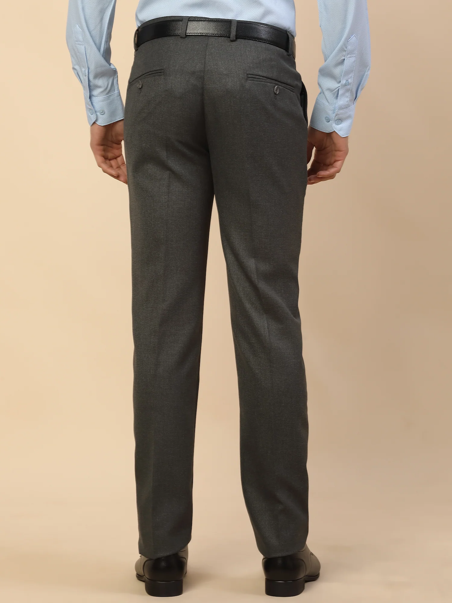 Formal Trouser for Men | Breathable & Soft with Color Fastness Regular Fit Polycotton Fabric Self Design Pattern Hook & Bar Closure - Image 6