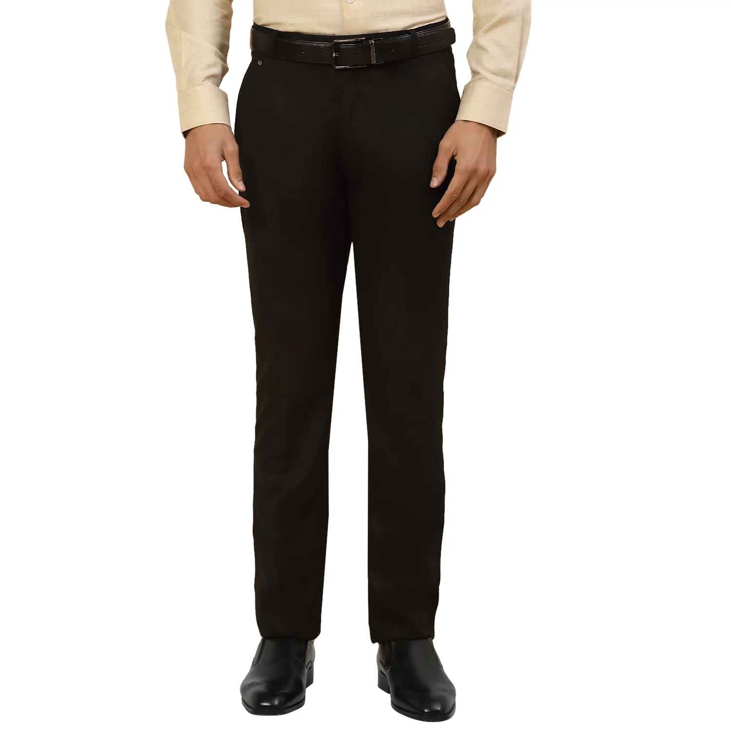 Formal Trouser for Men | Breathable & Soft with Color Fastness Regular Fit Polycotton Fabric Self Design Pattern Hook & Bar Closure - Image 2