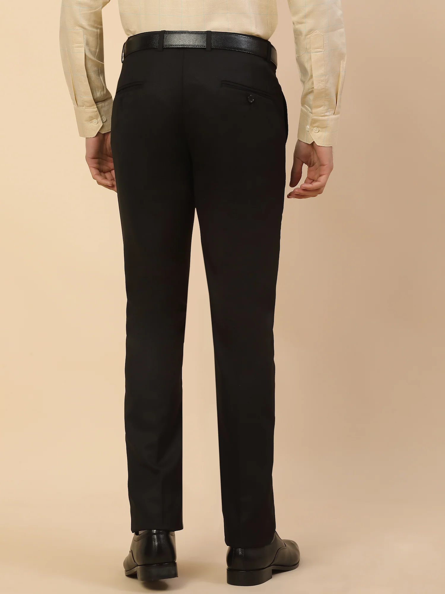 Formal Trouser for Men | Breathable & Soft with Color Fastness Regular Fit Polycotton Fabric Self Design Pattern Hook & Bar Closure - Image 3