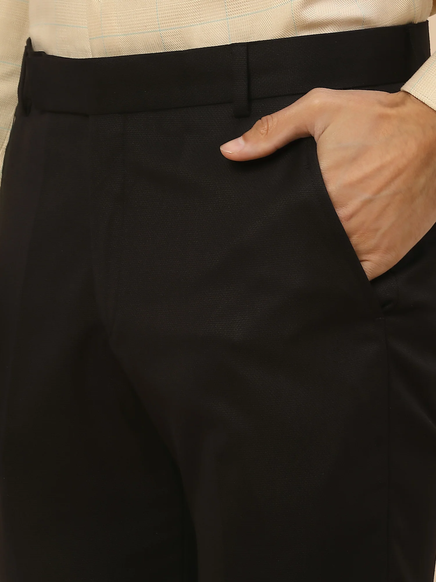 Formal Trouser for Men | Breathable & Soft with Color Fastness Regular Fit Polycotton Fabric Self Design Pattern Hook & Bar Closure - Image 7