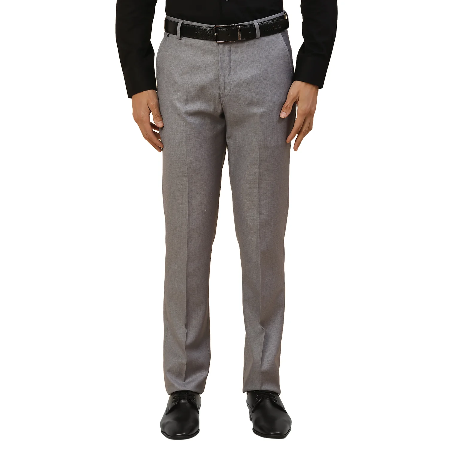 Formal Trouser for Men | Breathable & Soft with Color Fastness Regular Fit Polycotton Fabric Self Design Pattern Hook & Bar Closure - Image 2