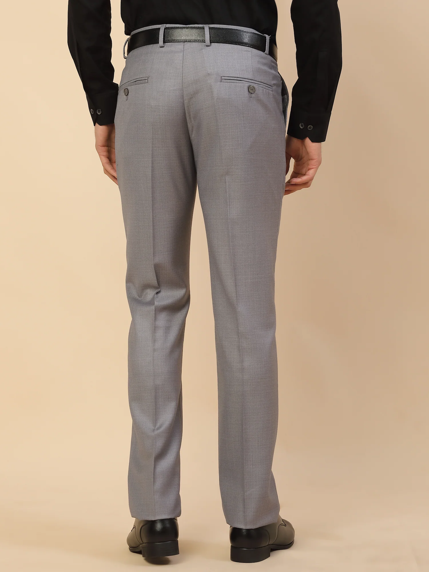 Formal Trouser for Men | Breathable & Soft with Color Fastness Regular Fit Polycotton Fabric Self Design Pattern Hook & Bar Closure - Image 5
