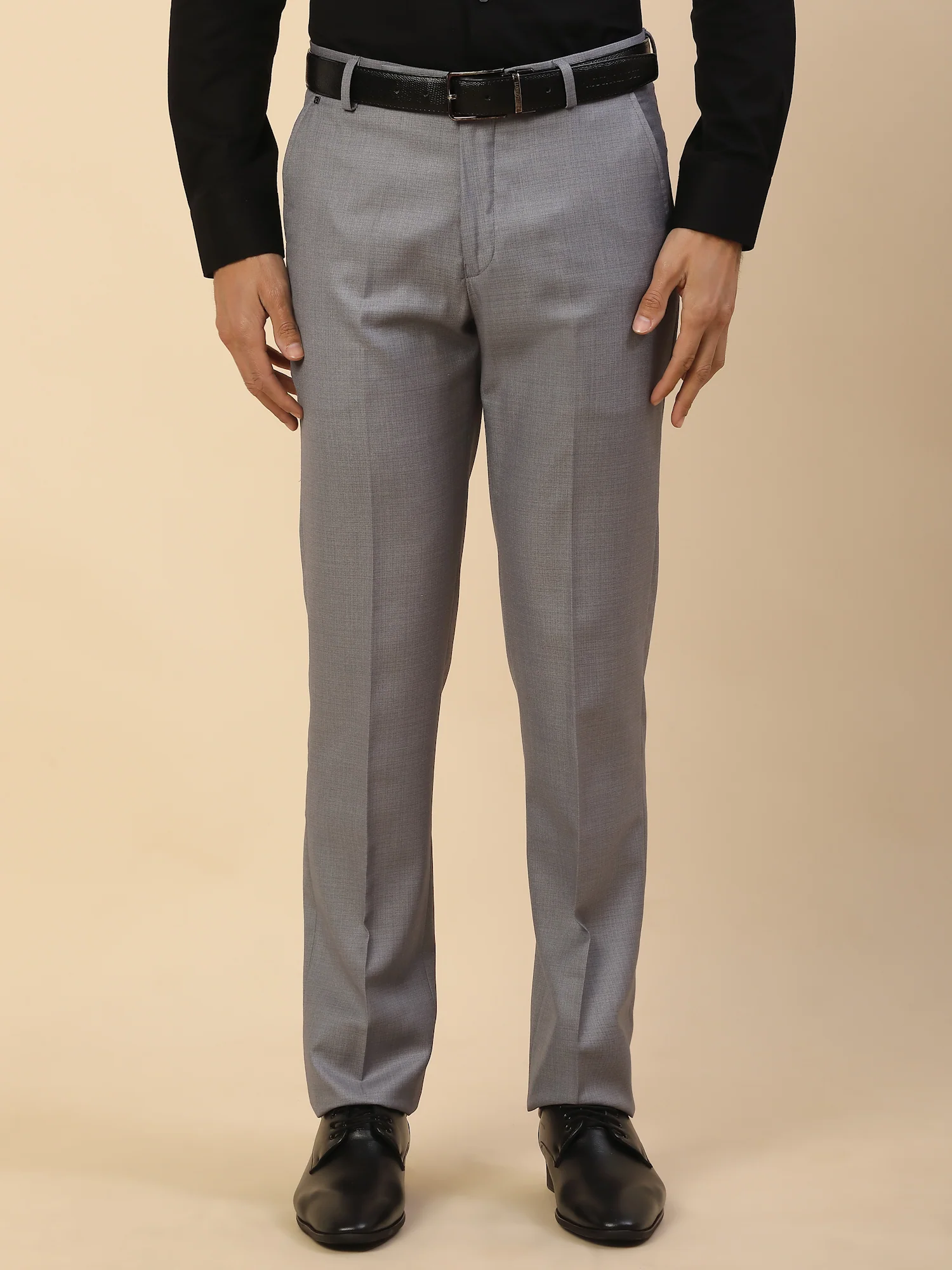 Formal Trouser for Men | Breathable & Soft with Color Fastness Regular Fit Polycotton Fabric Self Design Pattern Hook & Bar Closure - Image 6