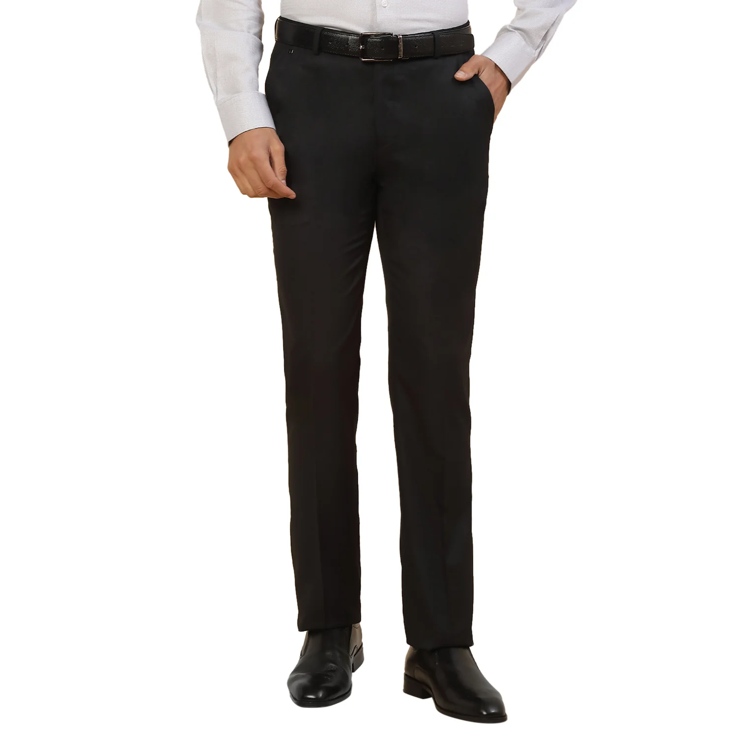 Formal Trouser for Men | Breathable & Soft with Color Fastness Regular Fit Polycotton Fabric Self Design Pattern Hook & Bar Closure - Image 2