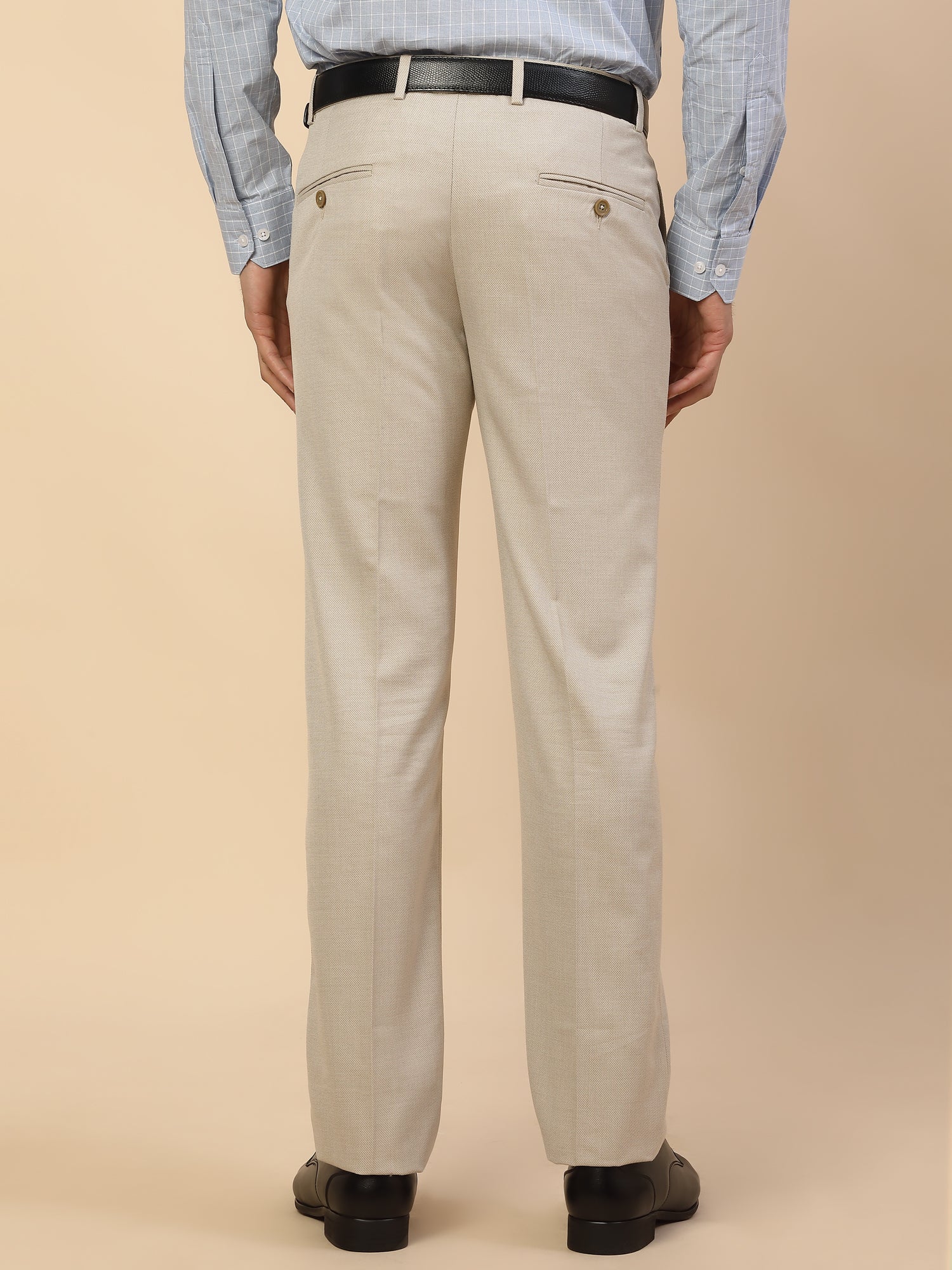 Formal Trouser for Men | Breathable & Soft with Color Fastness Regular Fit Polycotton Fabric Self Design Pattern Hook & Bar Closure - Image 6