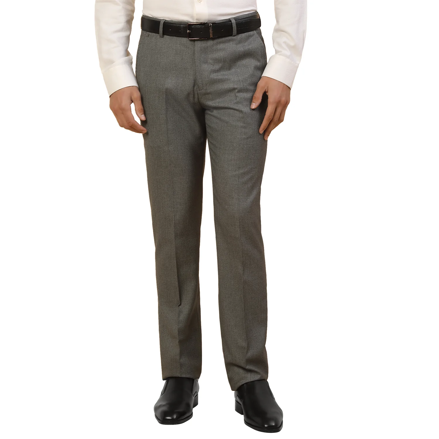 Formal Trouser for Men | Breathable & Soft with Color Fastness Regular Fit Polycotton Fabric Self Design Pattern Hook & Bar Closure - Image 2