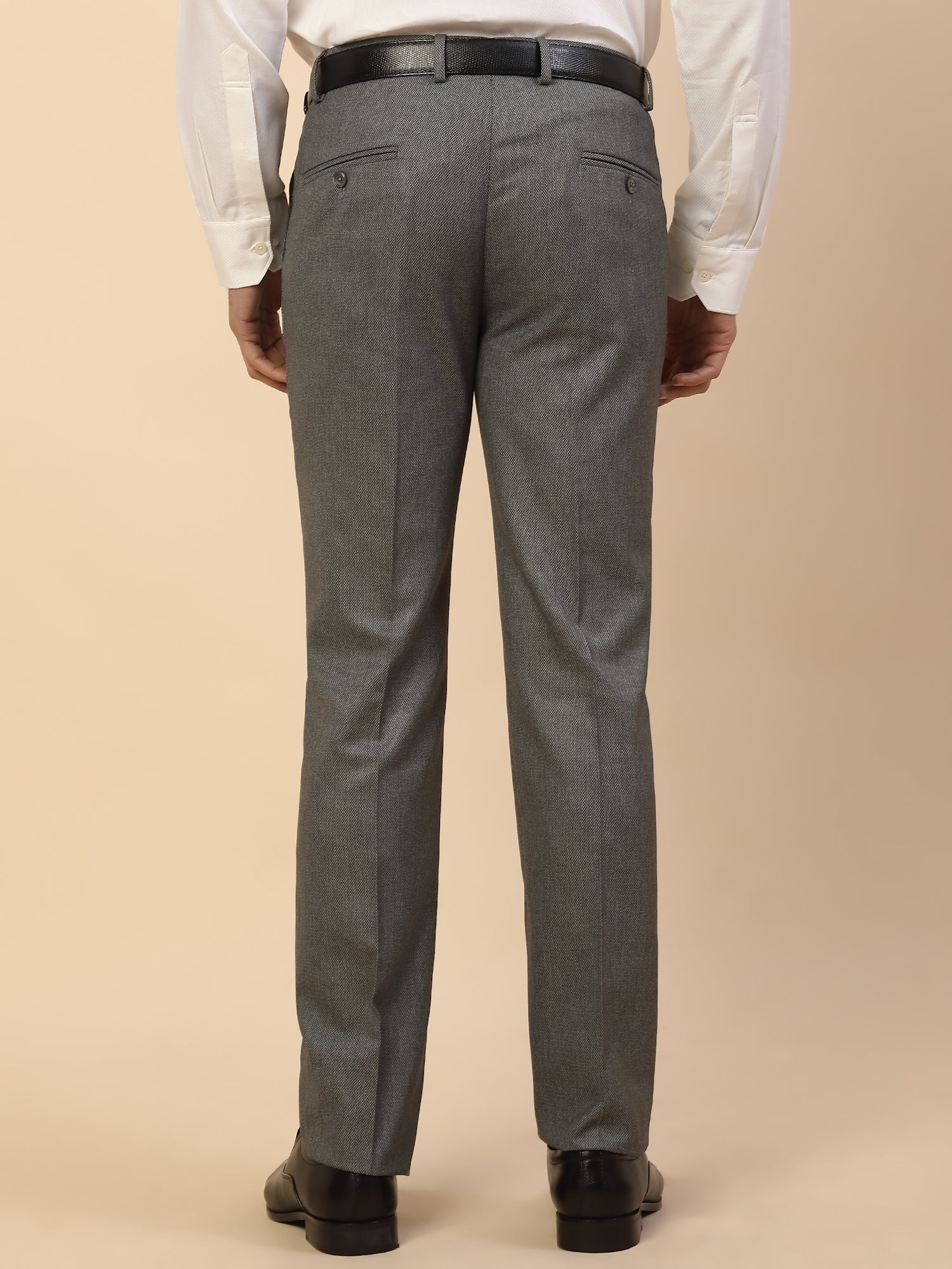 Formal Trouser for Men | Breathable & Soft with Color Fastness Regular Fit Polycotton Fabric Self Design Pattern Hook & Bar Closure - Image 3