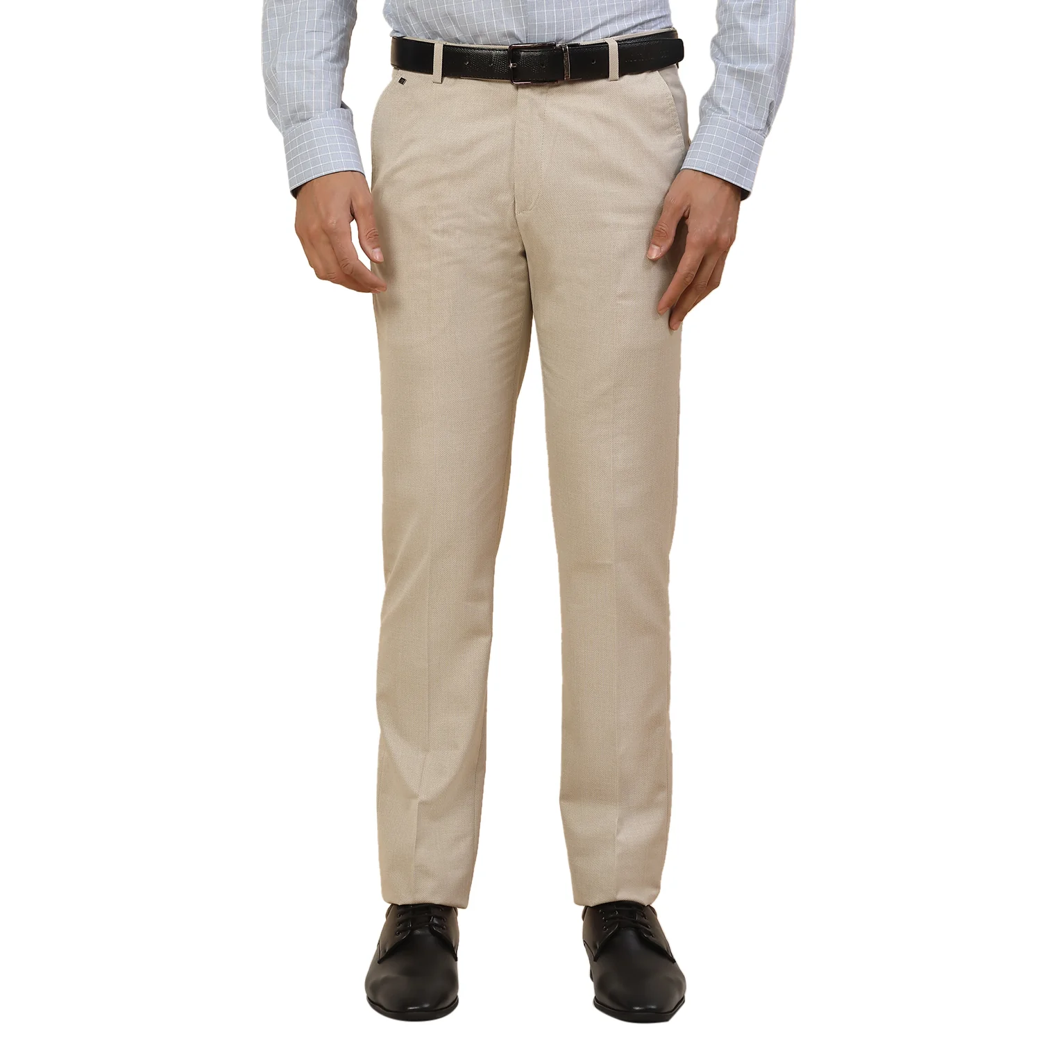 Formal Trouser for Men | Breathable & Soft with Color Fastness Regular Fit Polycotton Fabric Self Design Pattern Hook & Bar Closure - Image 7