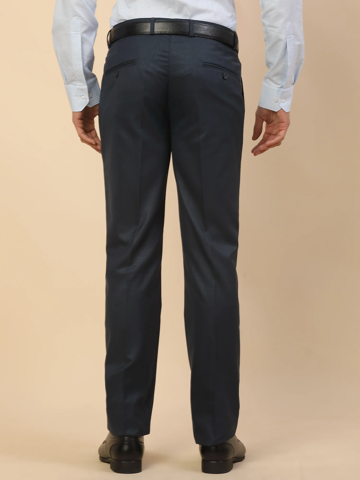 Formal Trouser for Men | Breathable & Soft with Color Fastness Regular Fit Polycotton Fabric Self Design Pattern Hook & Bar Closure - Image 6