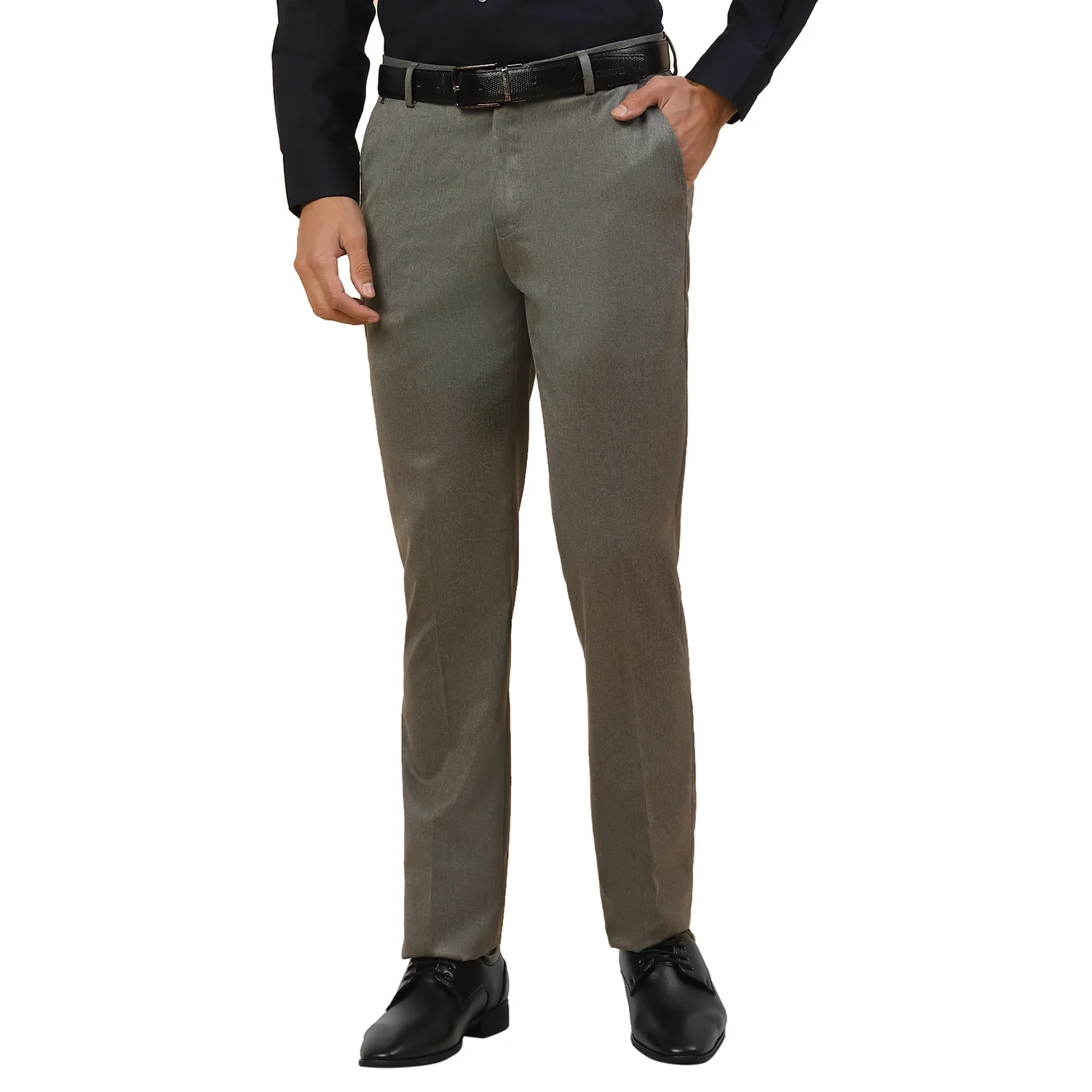 Formal Trouser for Men | Breathable & Soft with Color Fastness Regular Fit Polycotton Fabric Solid Pattern Hook & Bar Closure - Image 2