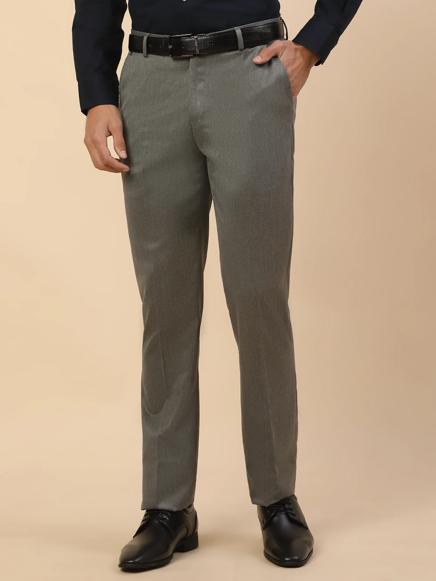 Formal Trouser for Men | Breathable & Soft with Color Fastness Regular Fit Polycotton Fabric Solid Pattern Hook & Bar Closure - Image 3