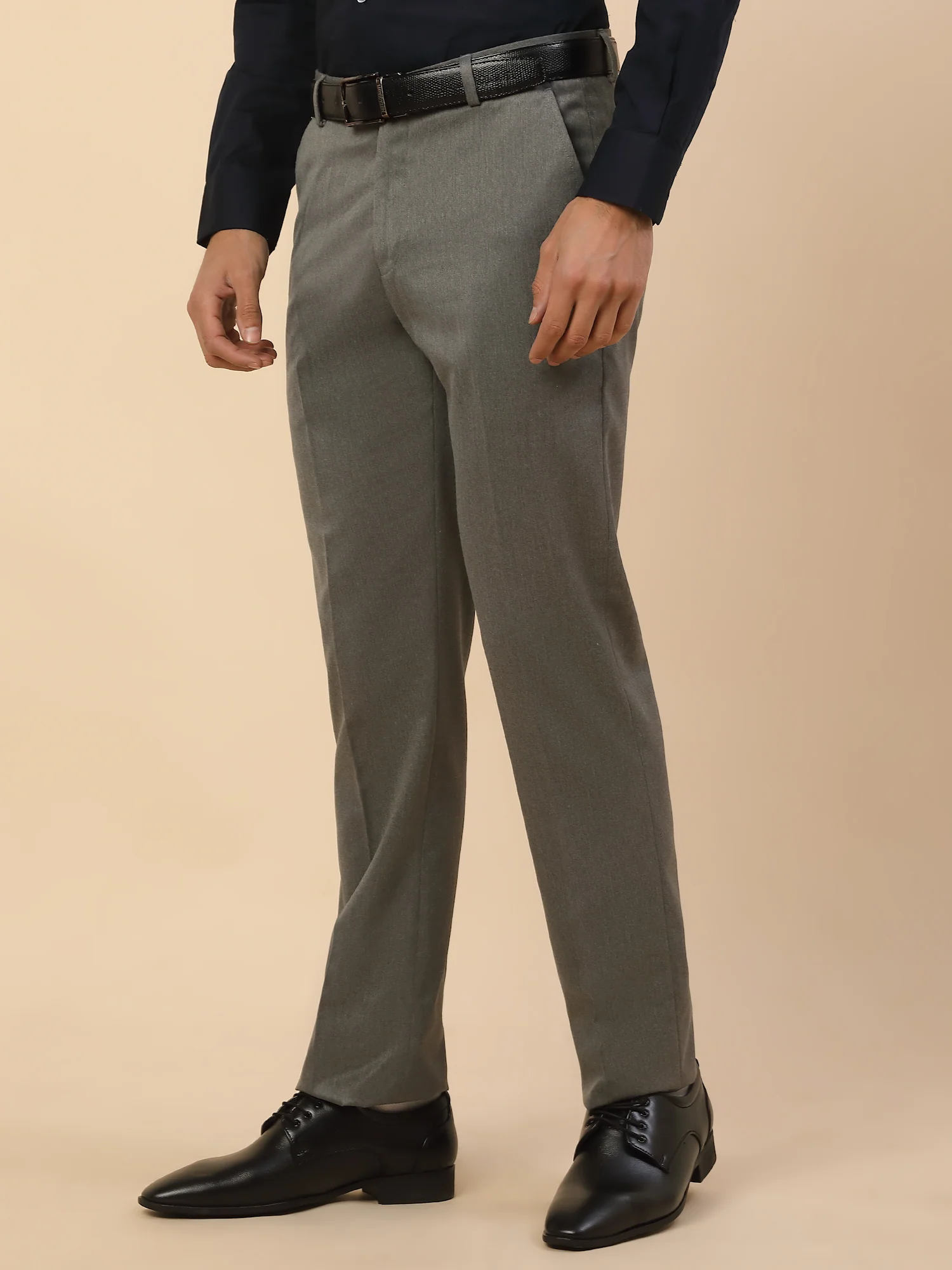 Formal Trouser for Men | Breathable & Soft with Color Fastness Regular Fit Polycotton Fabric Solid Pattern Hook & Bar Closure - Image 4