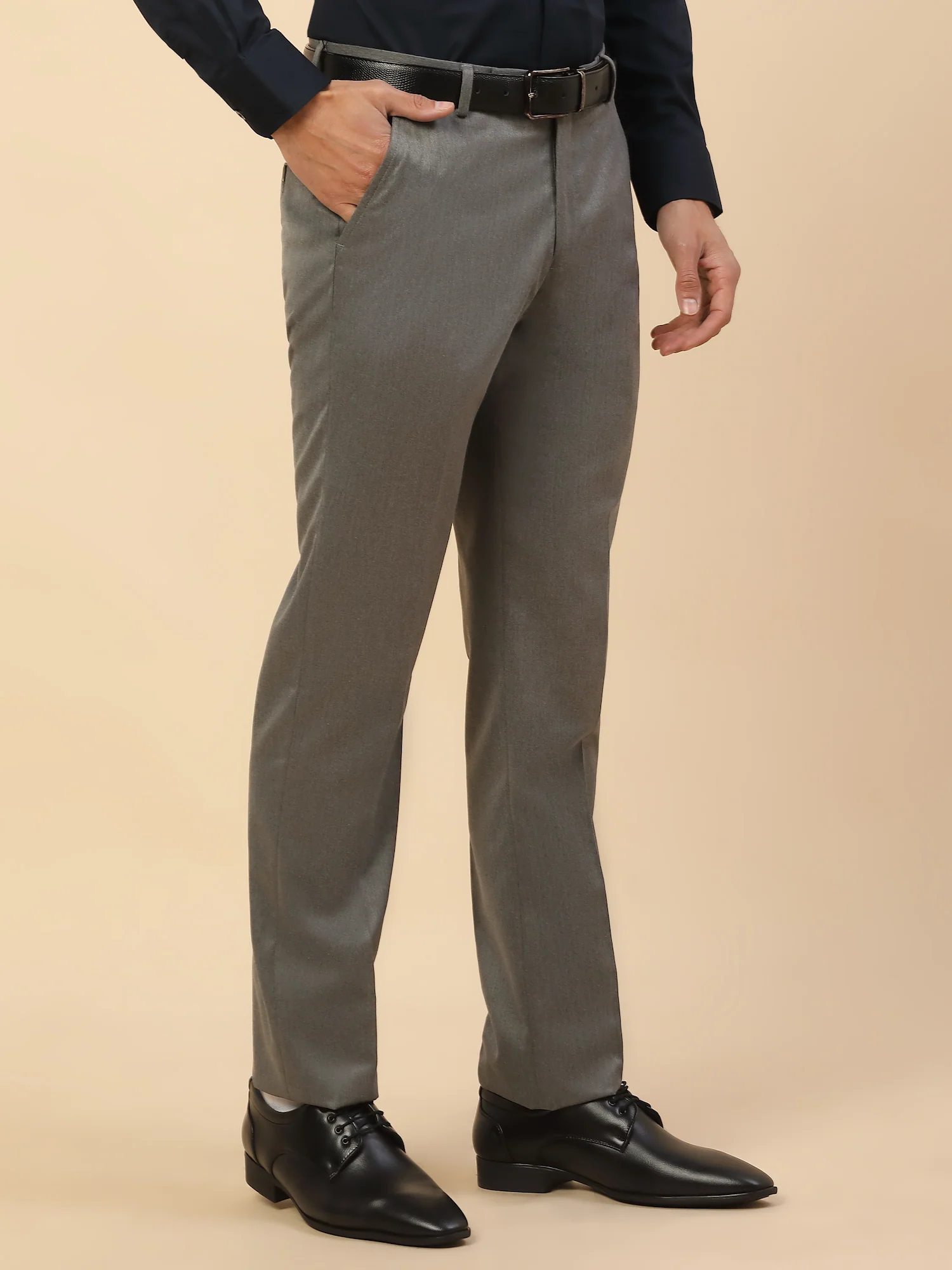 Formal Trouser for Men | Breathable & Soft with Color Fastness Regular Fit Polycotton Fabric Solid Pattern Hook & Bar Closure - Image 5