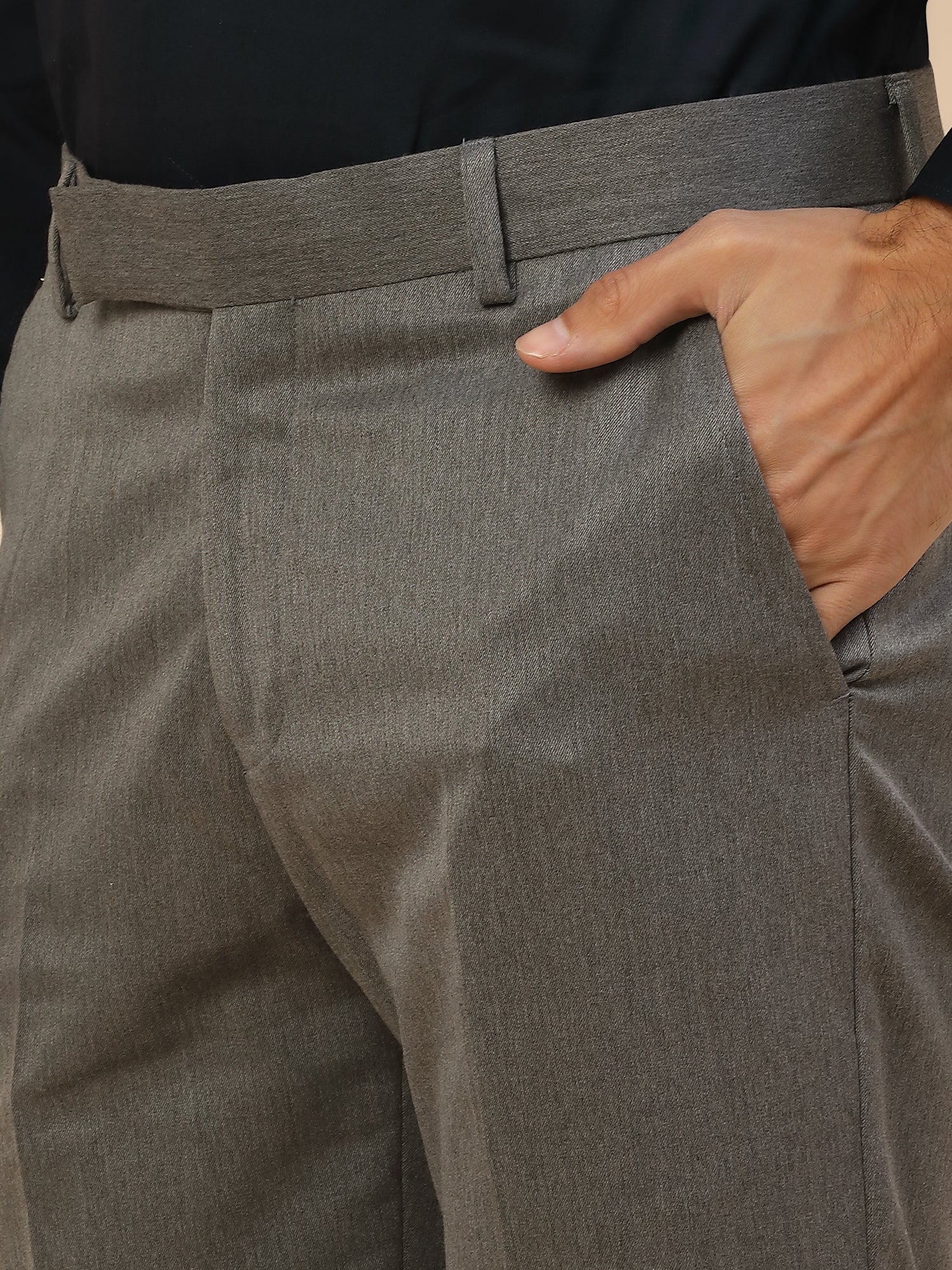 Formal Trouser for Men | Breathable & Soft with Color Fastness Regular Fit Polycotton Fabric Solid Pattern Hook & Bar Closure - Image 7