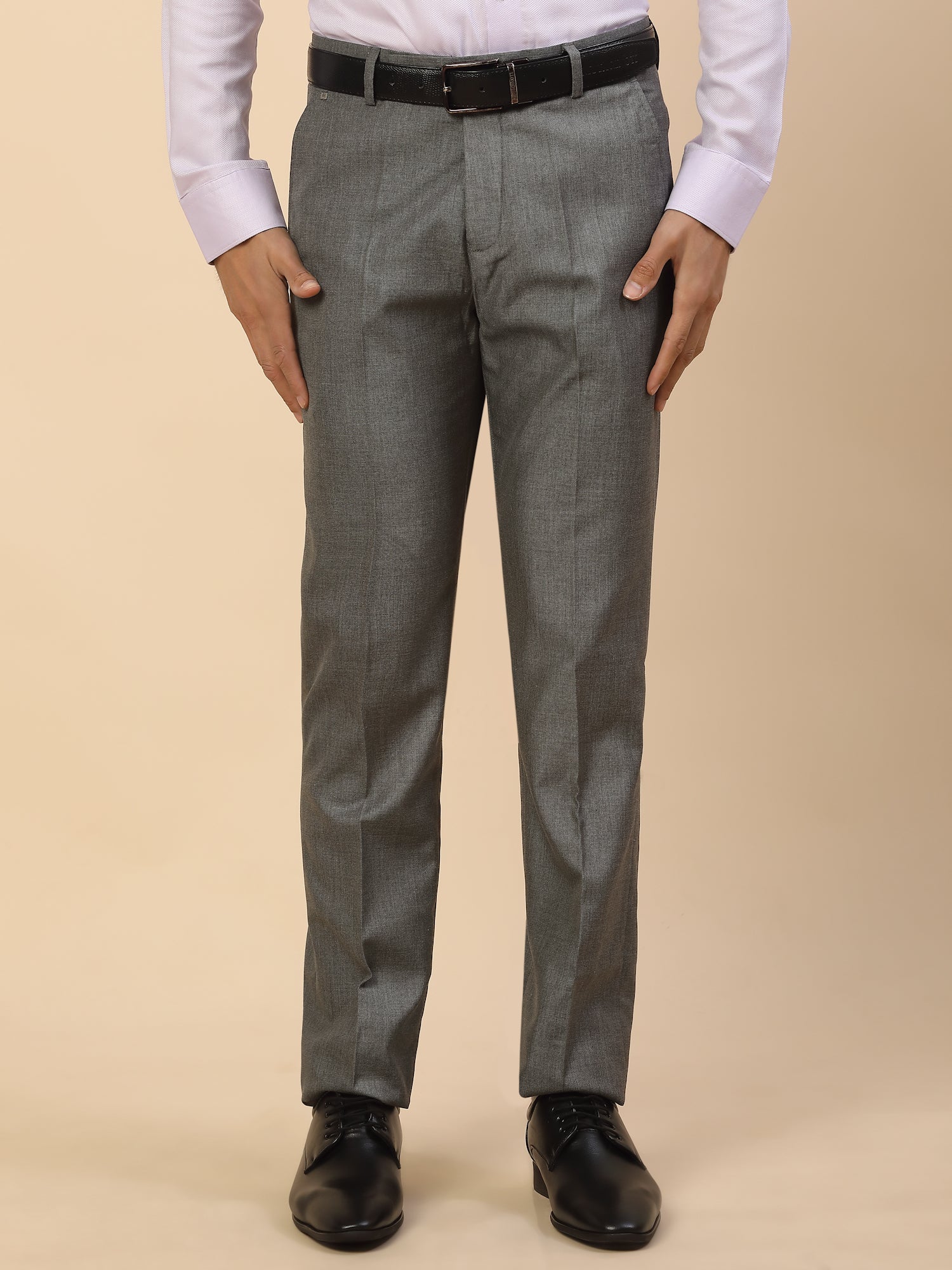 Formal Trouser for Men | Breathable & Soft with Color Fastness Regular Fit Polycotton Fabric Solid Pattern Hook & Bar Closure - Image 2