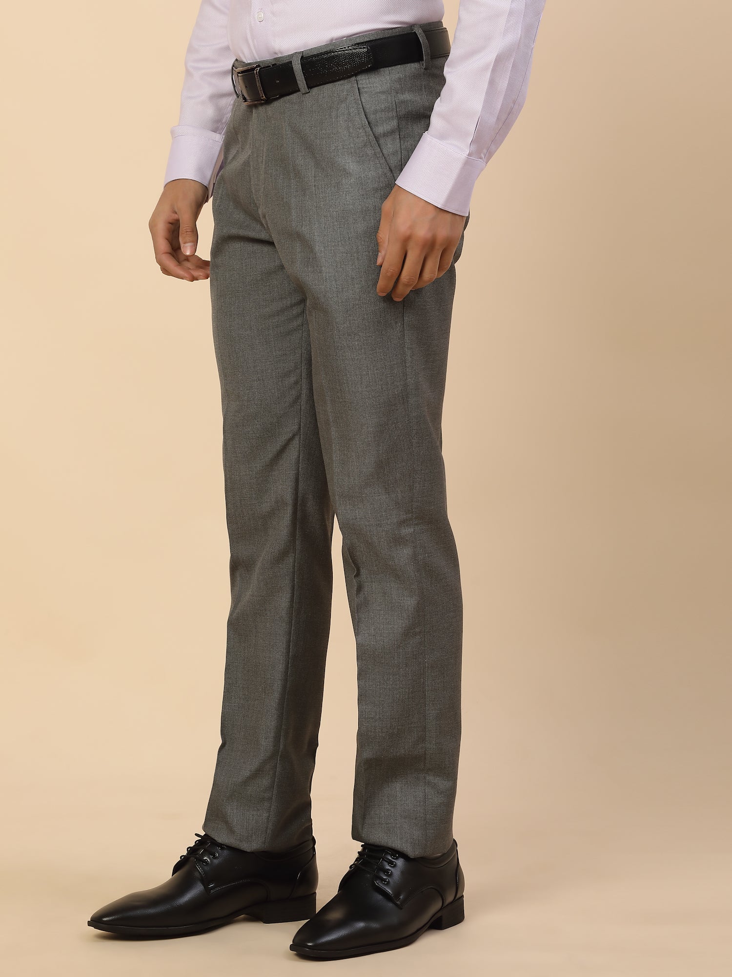 Formal Trouser for Men | Breathable & Soft with Color Fastness Regular Fit Polycotton Fabric Solid Pattern Hook & Bar Closure - Image 3