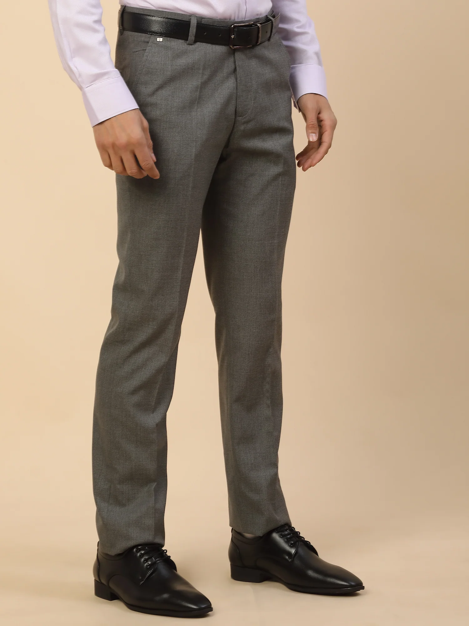 Formal Trouser for Men | Breathable & Soft with Color Fastness Regular Fit Polycotton Fabric Solid Pattern Hook & Bar Closure - Image 4