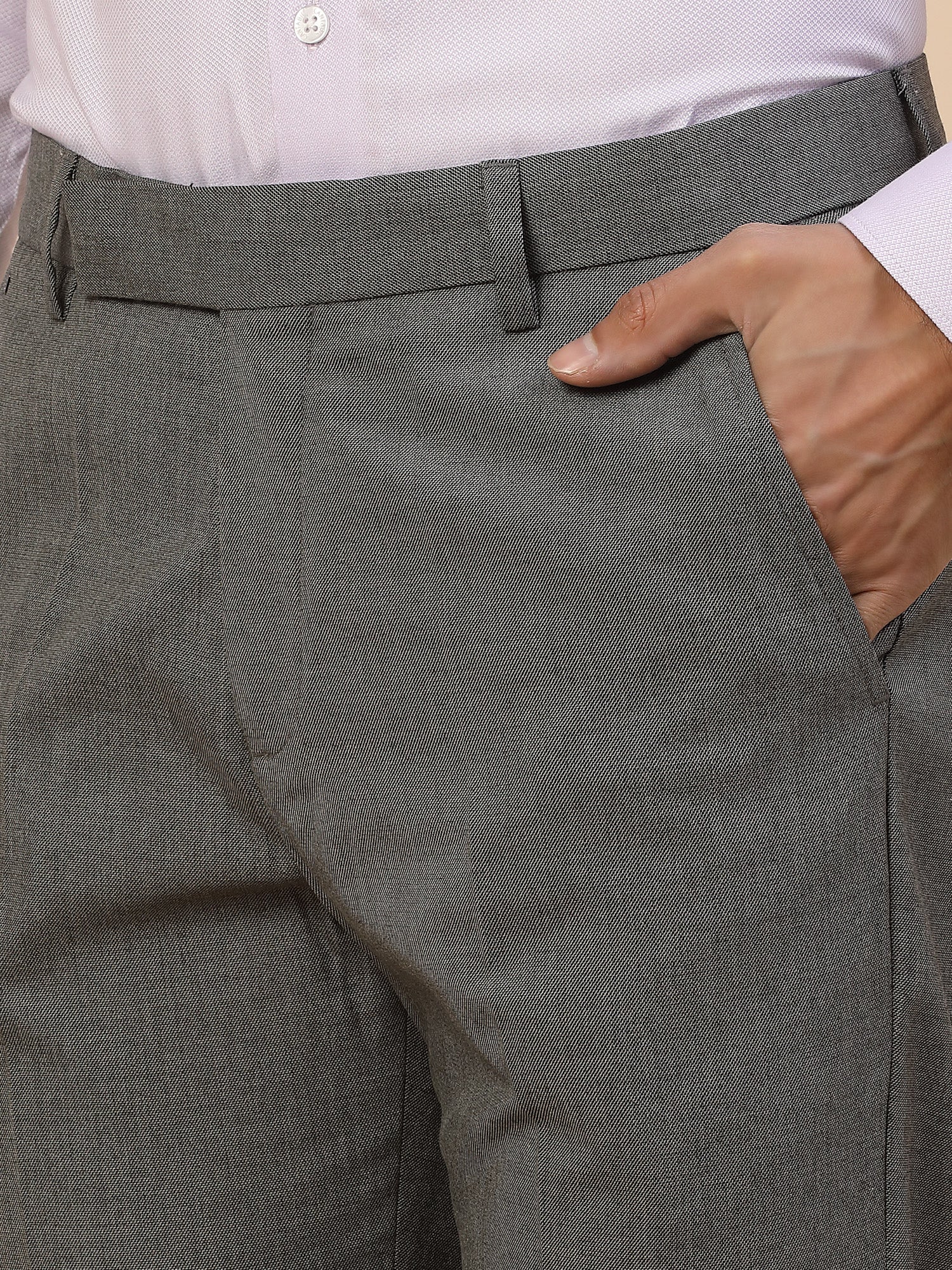 Formal Trouser for Men | Breathable & Soft with Color Fastness Regular Fit Polycotton Fabric Solid Pattern Hook & Bar Closure - Image 7