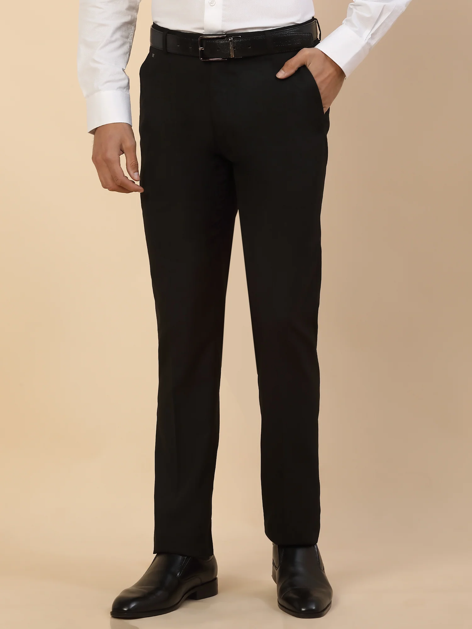 Formal Trouser for Men | Breathable & Soft with Color Fastness Regular Fit Polycotton Fabric Solid Pattern Hook & Bar Closure - Image 4