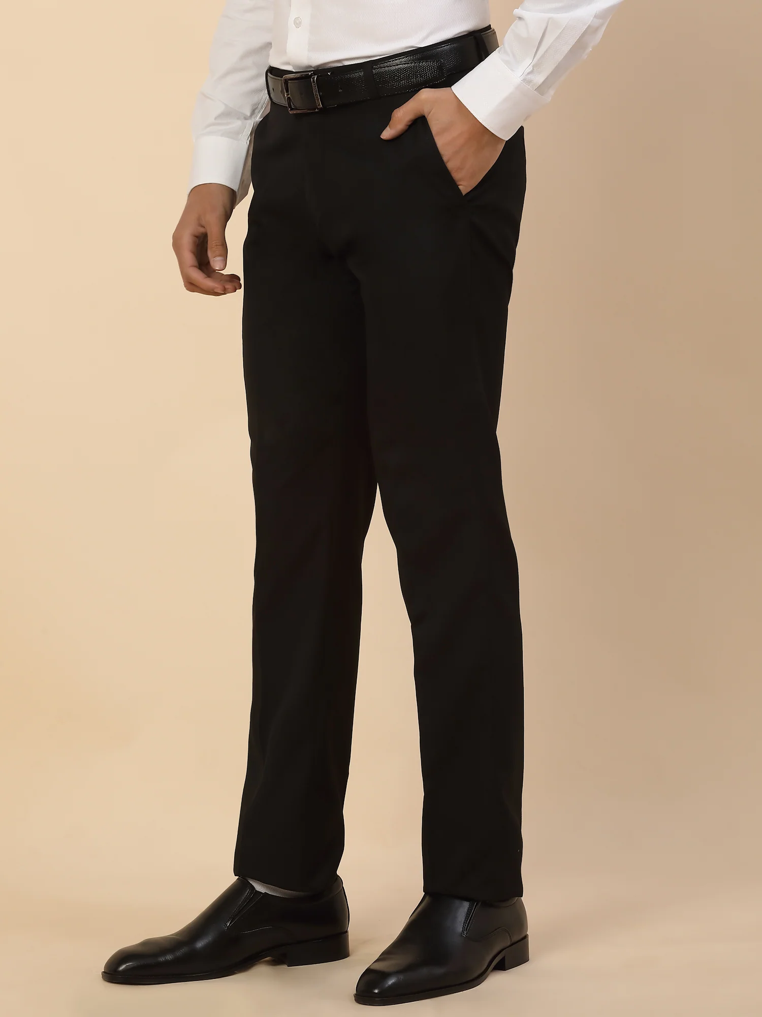 Formal Trouser for Men | Breathable & Soft with Color Fastness Regular Fit Polycotton Fabric Solid Pattern Hook & Bar Closure - Image 5