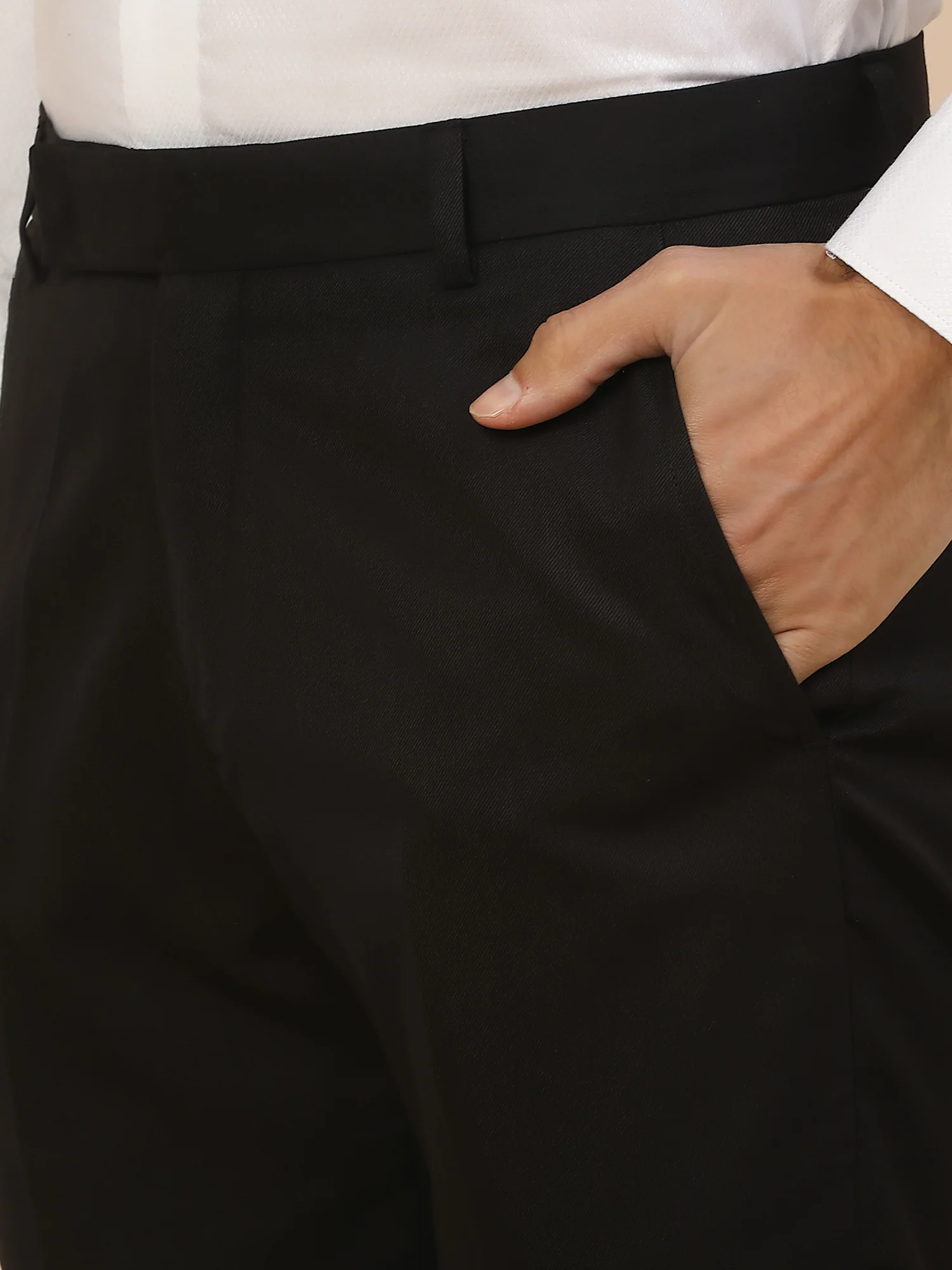 Formal Trouser for Men | Breathable & Soft with Color Fastness Regular Fit Polycotton Fabric Solid Pattern Hook & Bar Closure - Image 7