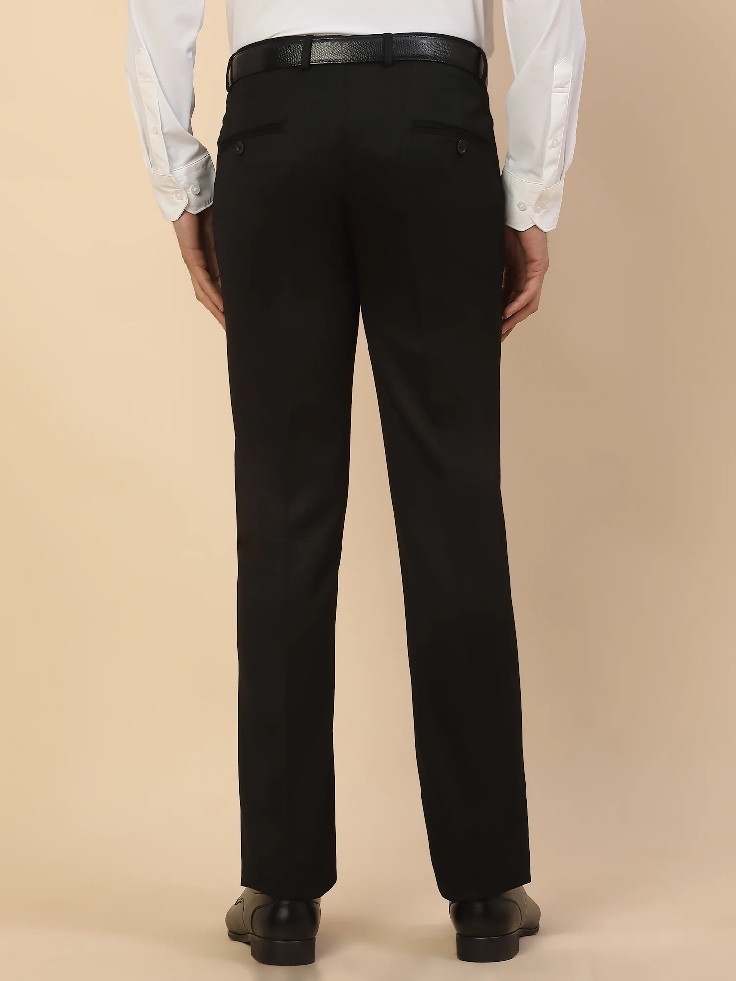 Formal Trouser for Men | Breathable & Soft with Color Fastness Regular Fit Polycotton Fabric Solid Pattern Hook & Bar Closure - Image 3