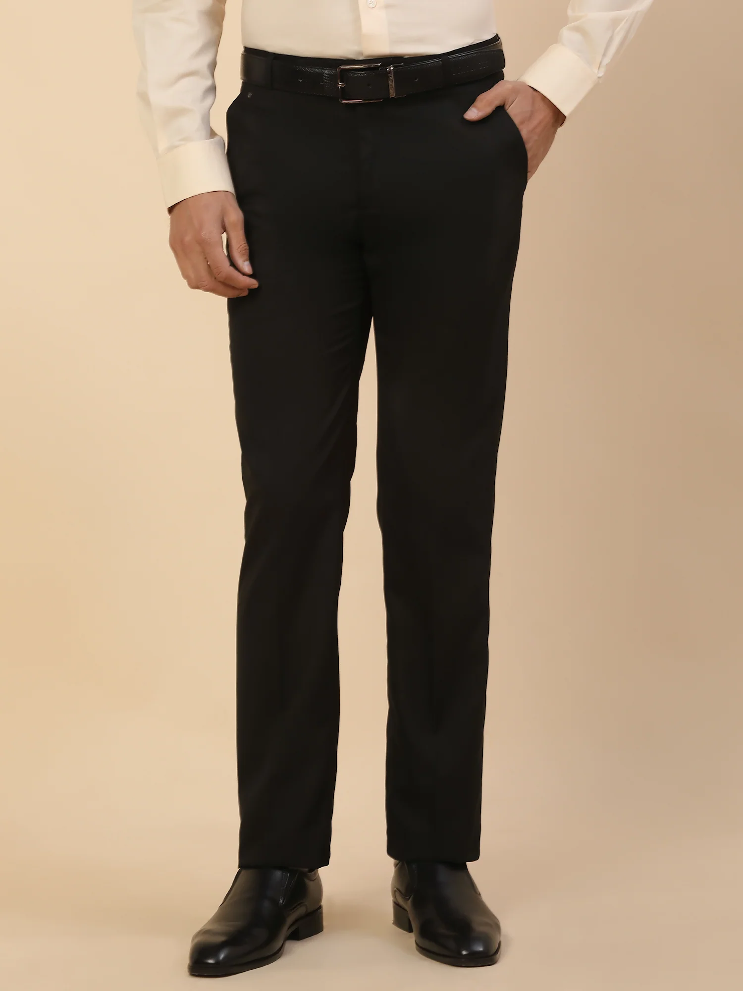 Formal Trouser for Men | Breathable & Soft with Color Fastness Regular Fit Polycotton Fabric Solid Pattern Hook & Bar Closure - Image 3