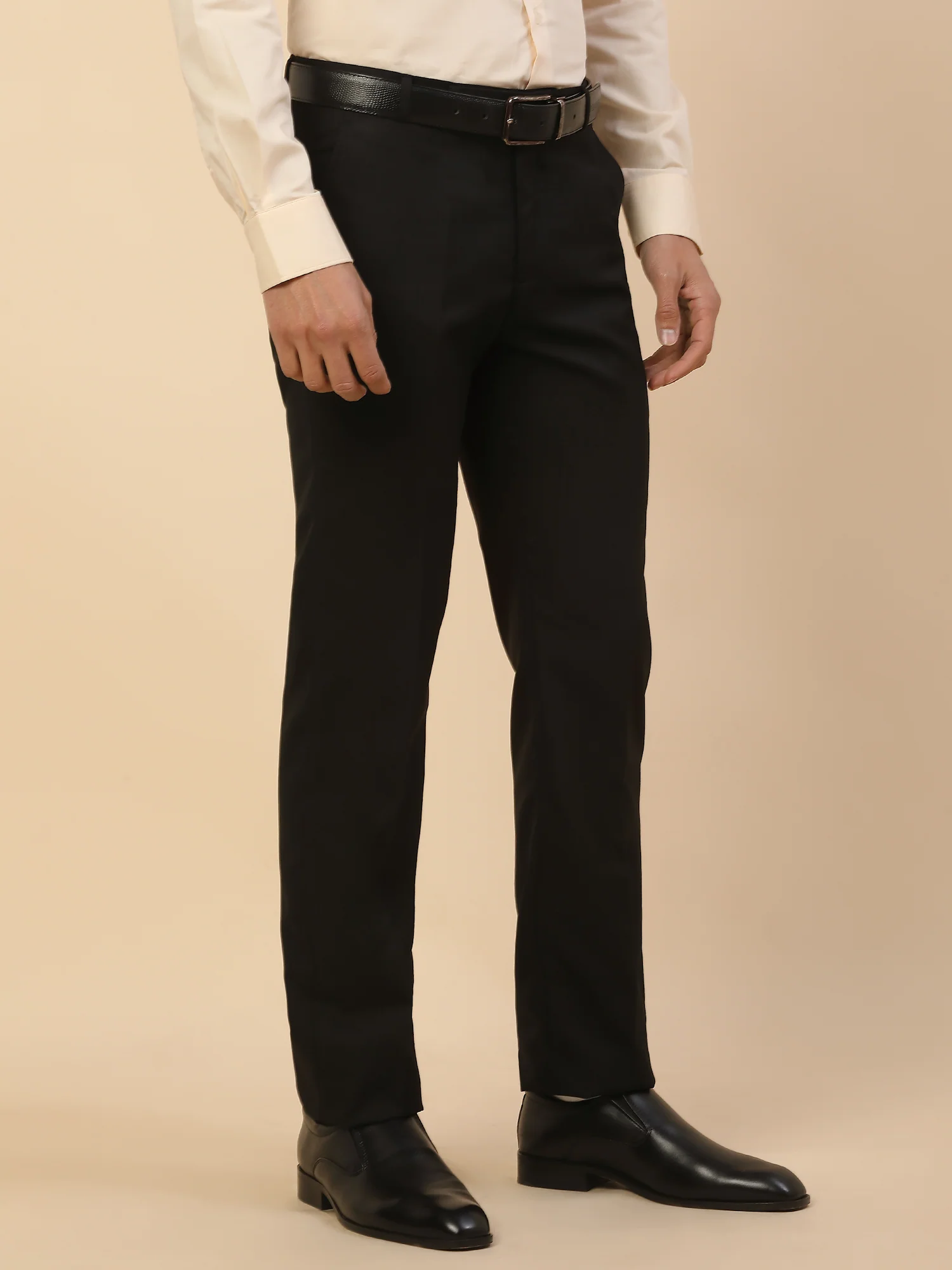 Formal Trouser for Men | Breathable & Soft with Color Fastness Regular Fit Polycotton Fabric Solid Pattern Hook & Bar Closure - Image 5