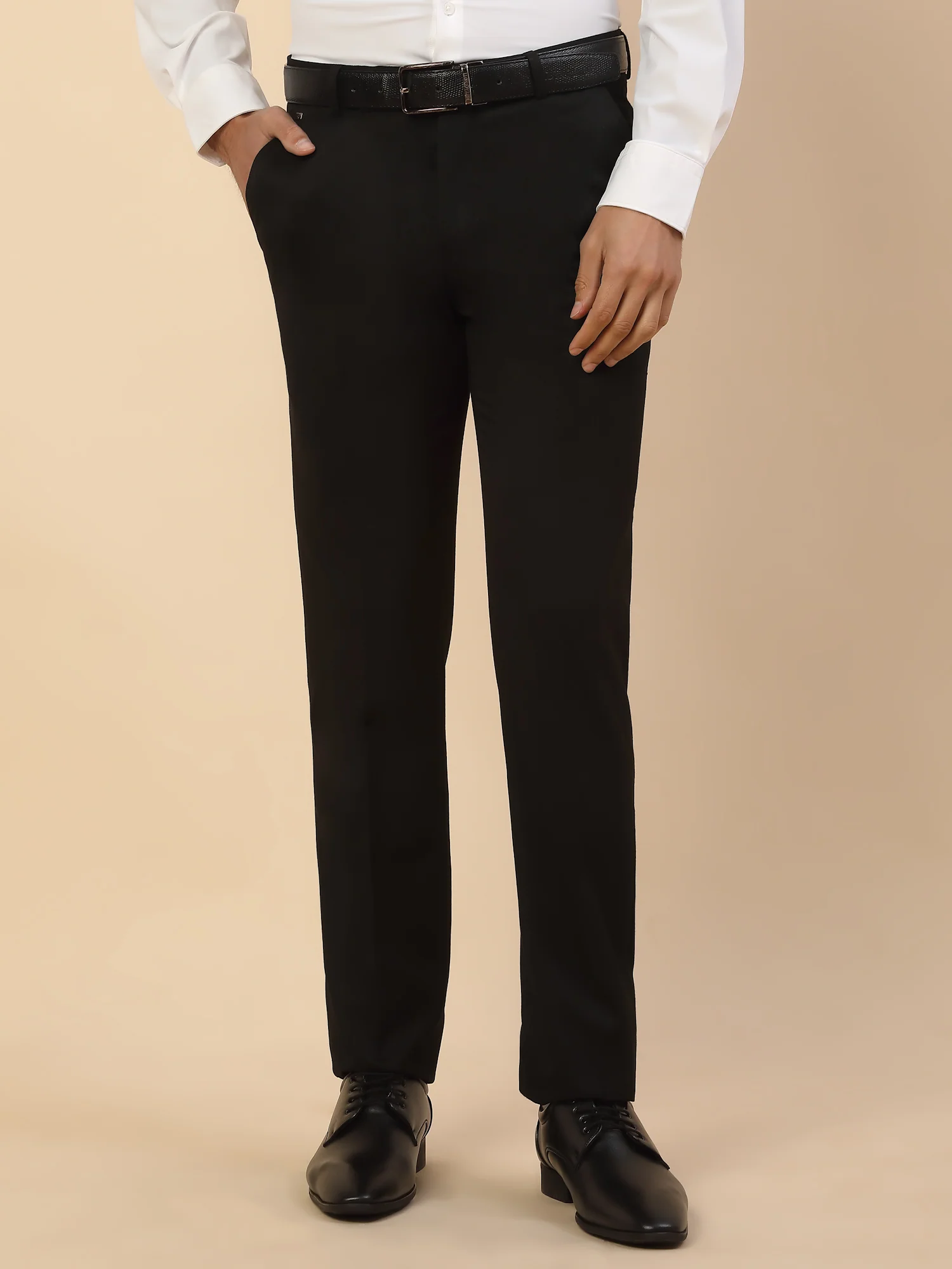 Formal Trouser for Men | Breathable & Soft with Color Fastness Regular Fit Polycotton Fabric Solid Pattern Hook & Bar Closure - Image 4