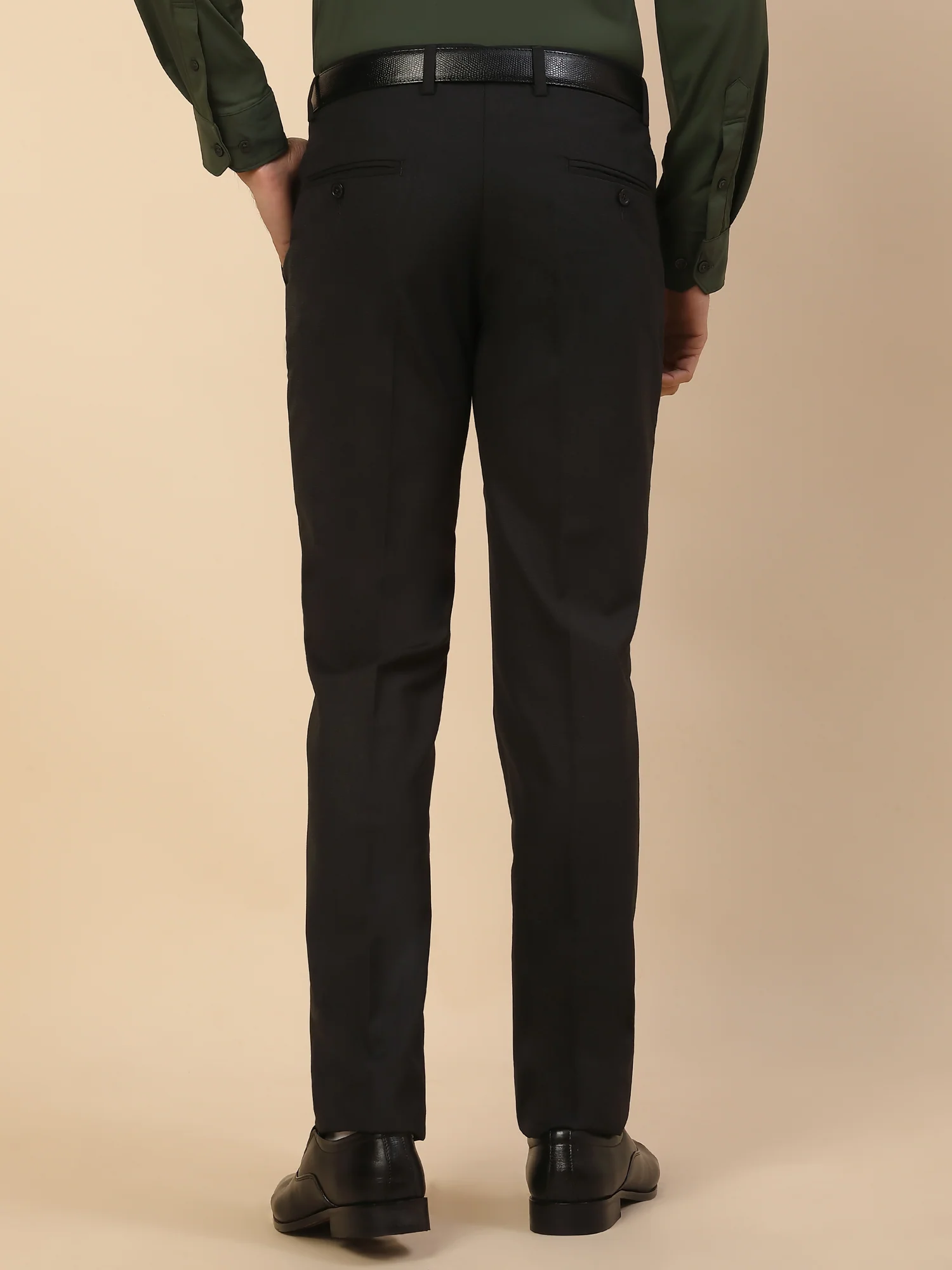 Formal Trouser for Men | Breathable & Soft with Color Fastness Regular Fit Polycotton Fabric Solid Pattern Hook & Bar Closure - Image 2