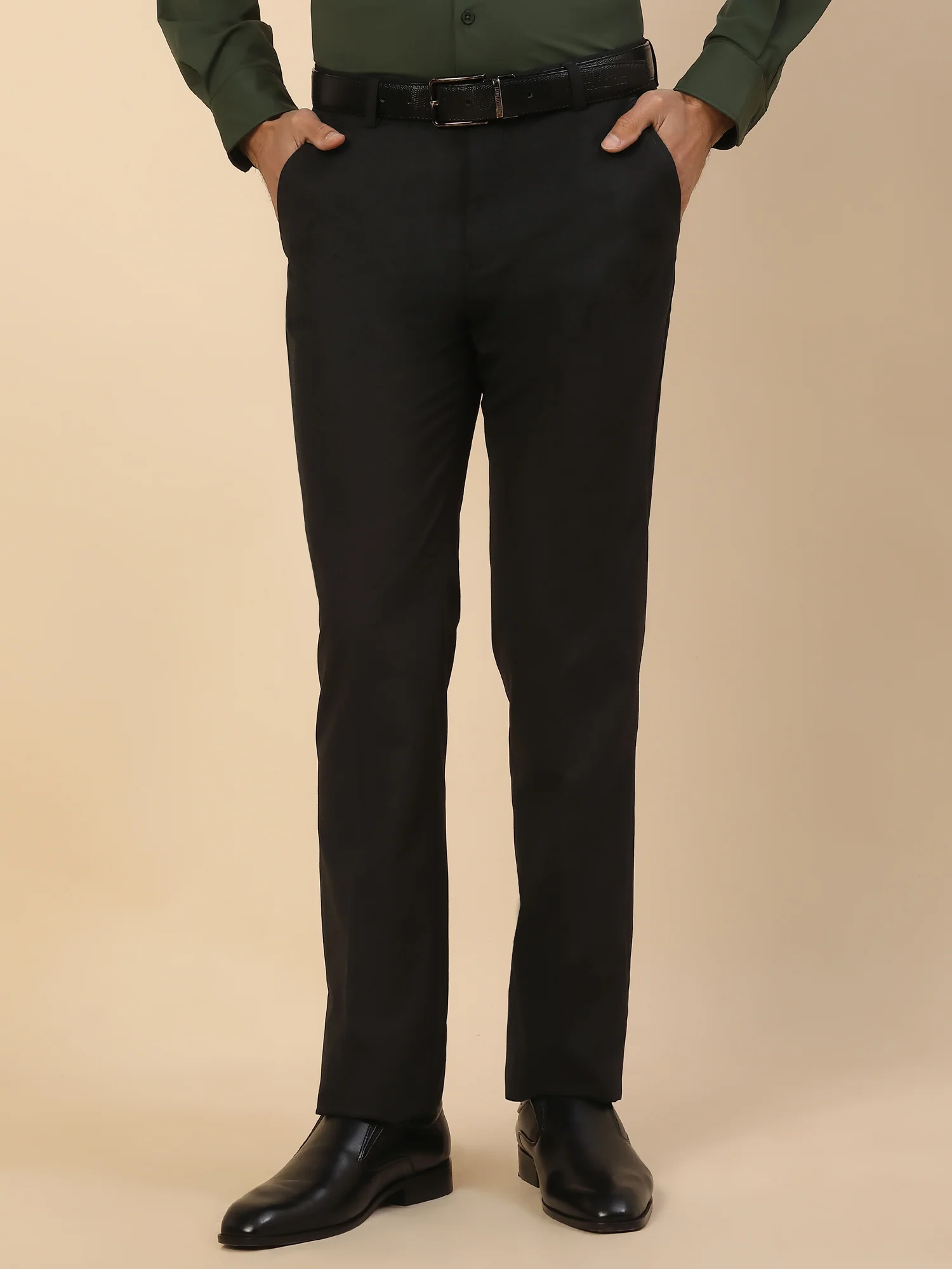 Formal Trouser for Men | Breathable & Soft with Color Fastness Regular Fit Polycotton Fabric Solid Pattern Hook & Bar Closure - Image 3