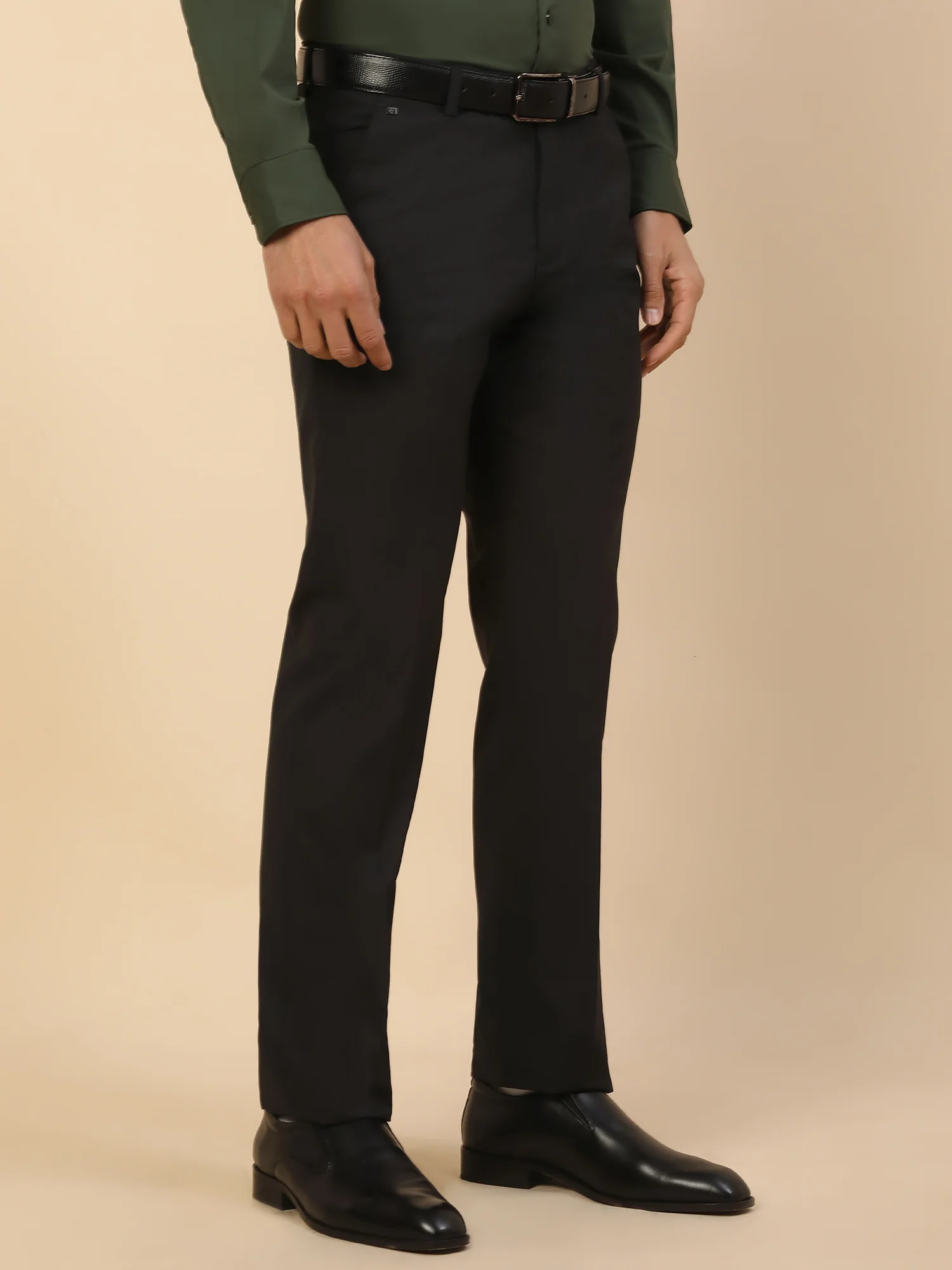 Formal Trouser for Men | Breathable & Soft with Color Fastness Regular Fit Polycotton Fabric Solid Pattern Hook & Bar Closure - Image 5