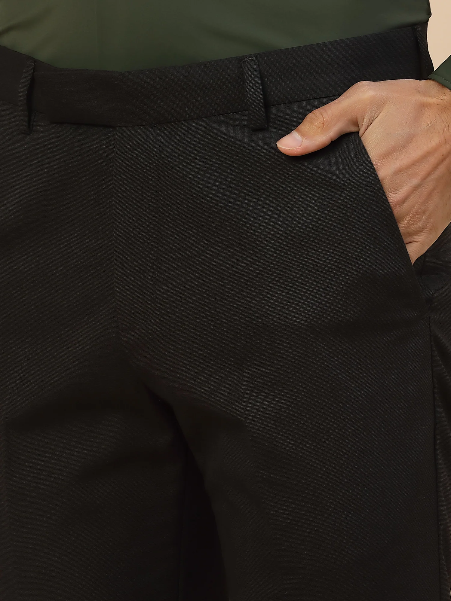 Formal Trouser for Men | Breathable & Soft with Color Fastness Regular Fit Polycotton Fabric Solid Pattern Hook & Bar Closure - Image 7