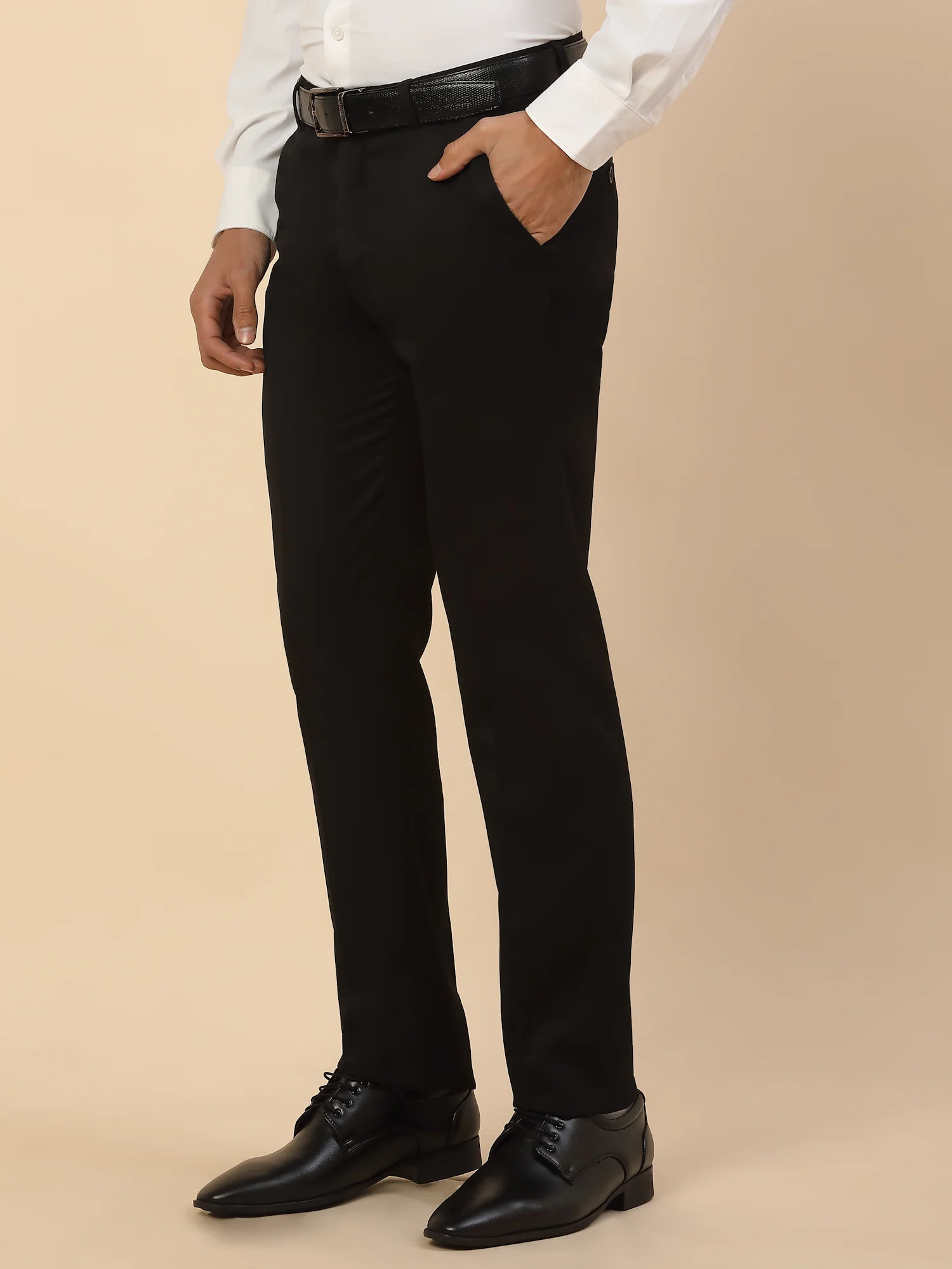 Formal Trouser for Men | Breathable & Soft with Color Fastness Regular Fit Polycotton Fabric Solid Pattern Hook & Bar Closure - Image 5