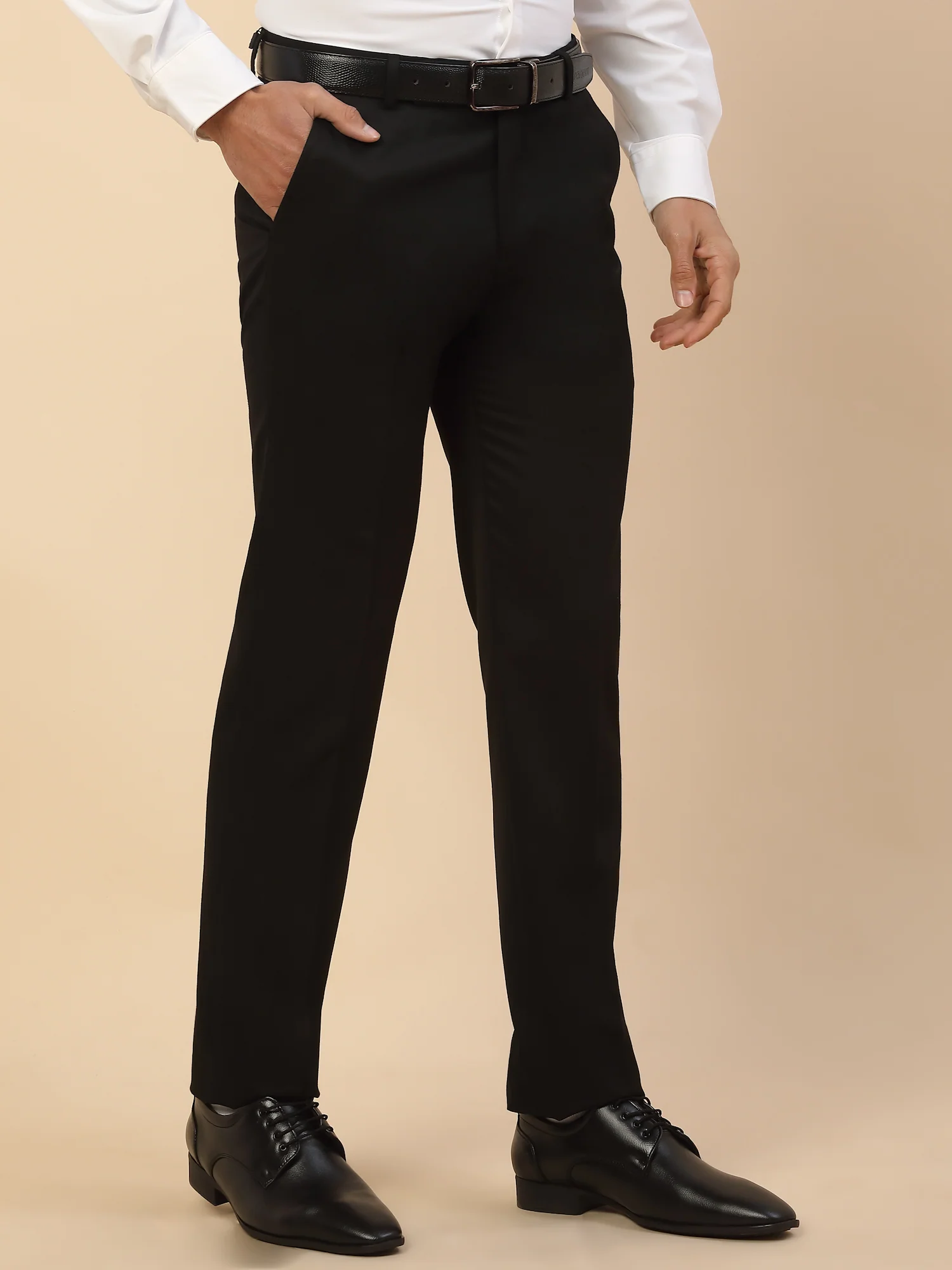 Formal Trouser for Men | Breathable & Soft with Color Fastness Regular Fit Polycotton Fabric Solid Pattern Hook & Bar Closure - Image 6
