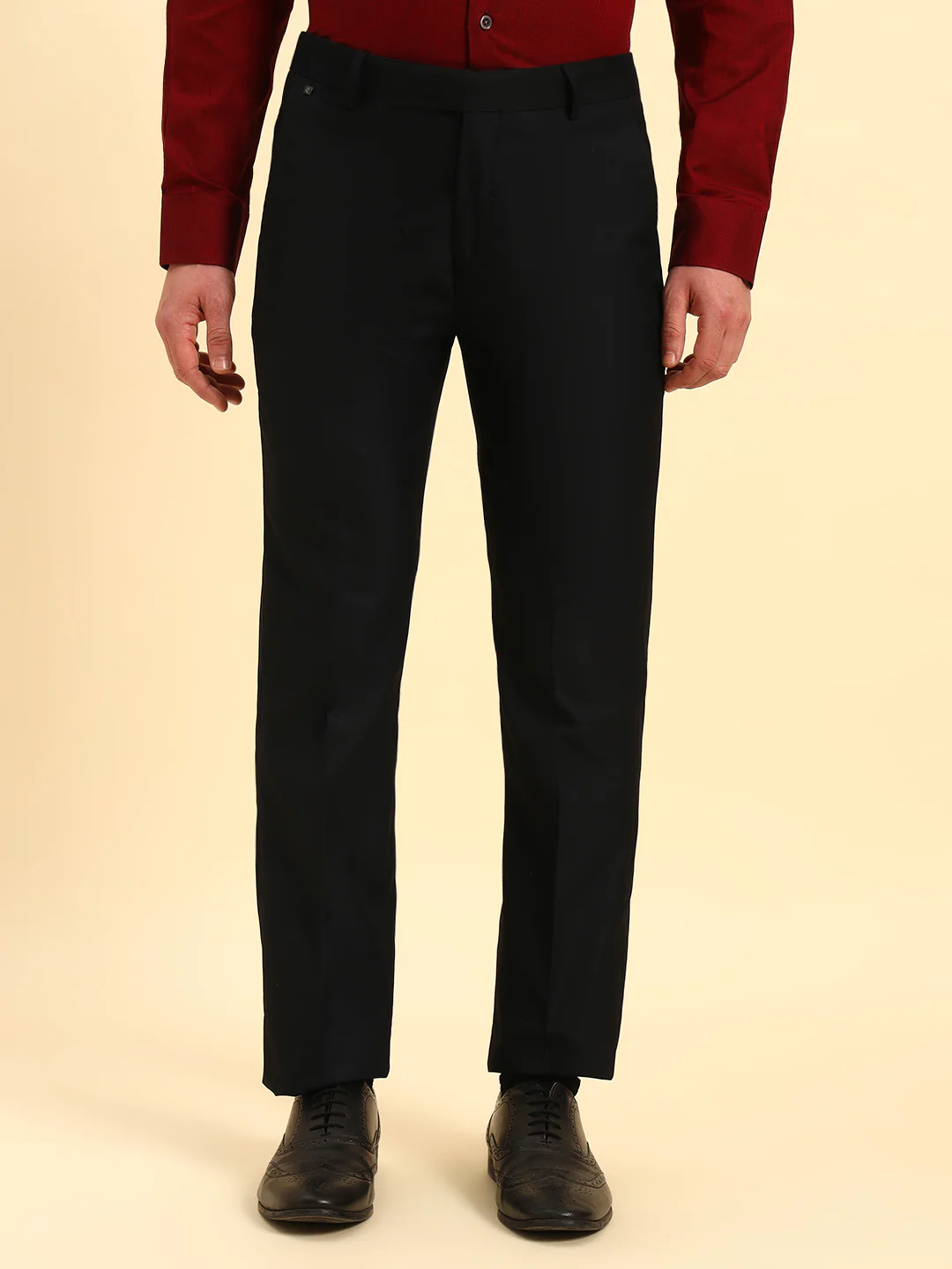 Formal Trouser for Men | Breathable & Soft with Color Fastness Regular Fit Poly Viscose Fabric Solid Pattern Hook & Eye Closure - Image 3