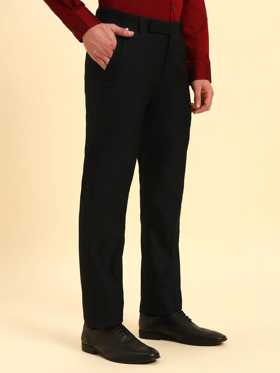 Formal Trouser for Men | Breathable & Soft with Color Fastness Regular Fit Poly Viscose Fabric Solid Pattern Hook & Eye Closure - Image 6