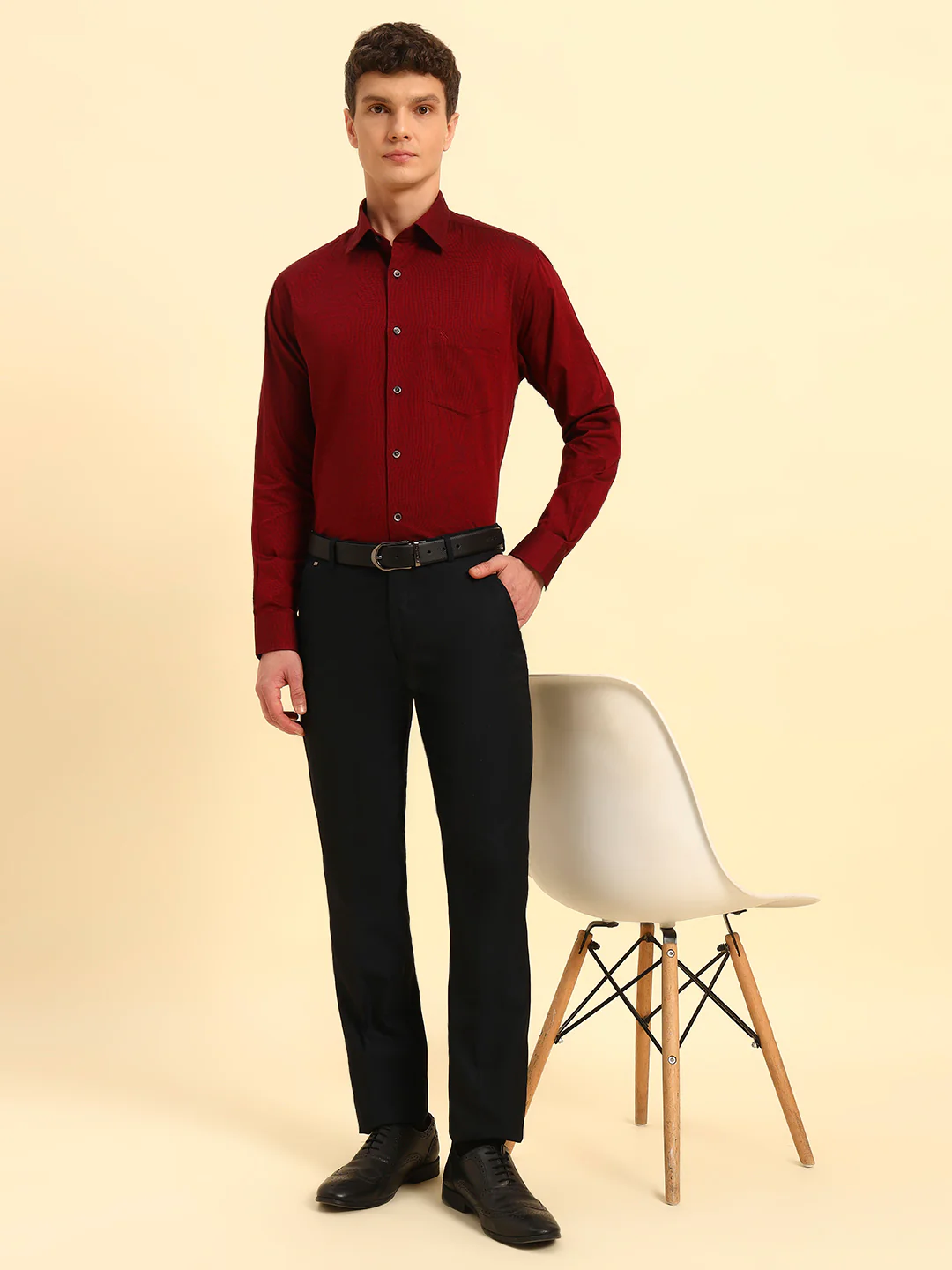 Formal Trouser for Men | Breathable & Soft with Color Fastness Regular Fit Poly Viscose Fabric Solid Pattern Hook & Eye Closure - Image 9